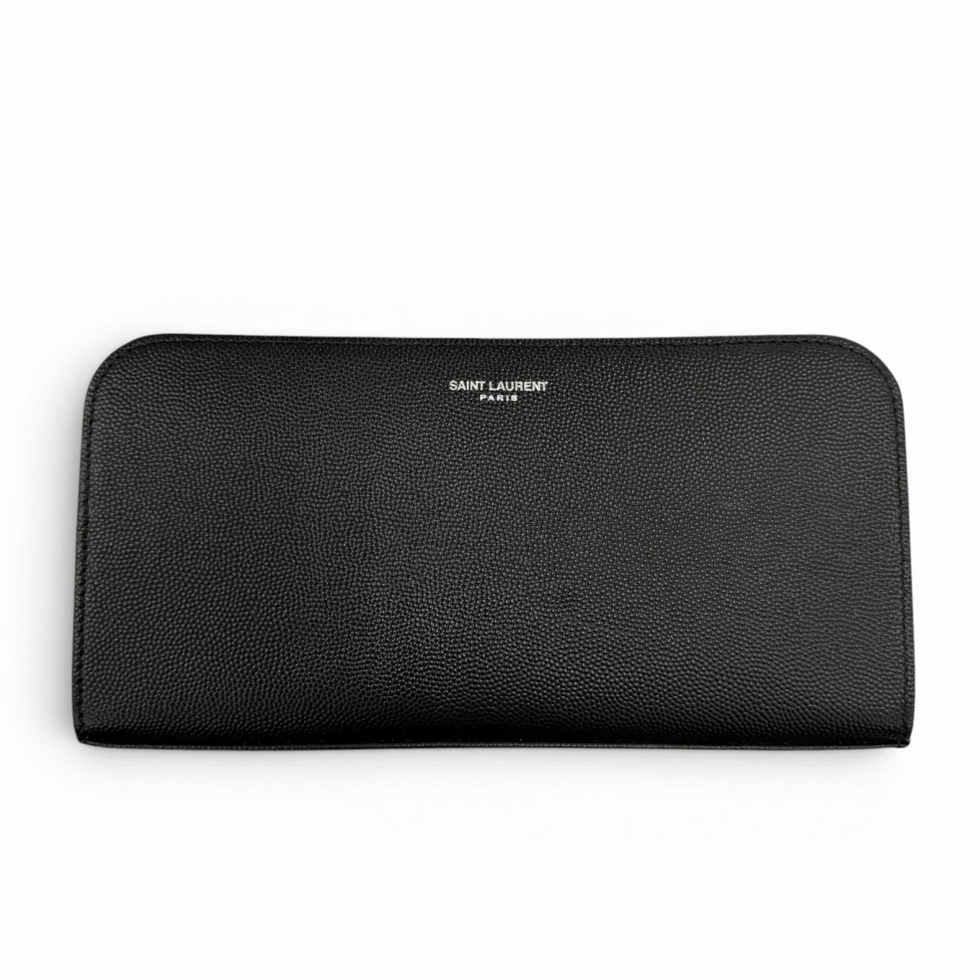 Saint Laurent Black Leather Long Wallet (Bi-Fold) (Pre-Owned)
