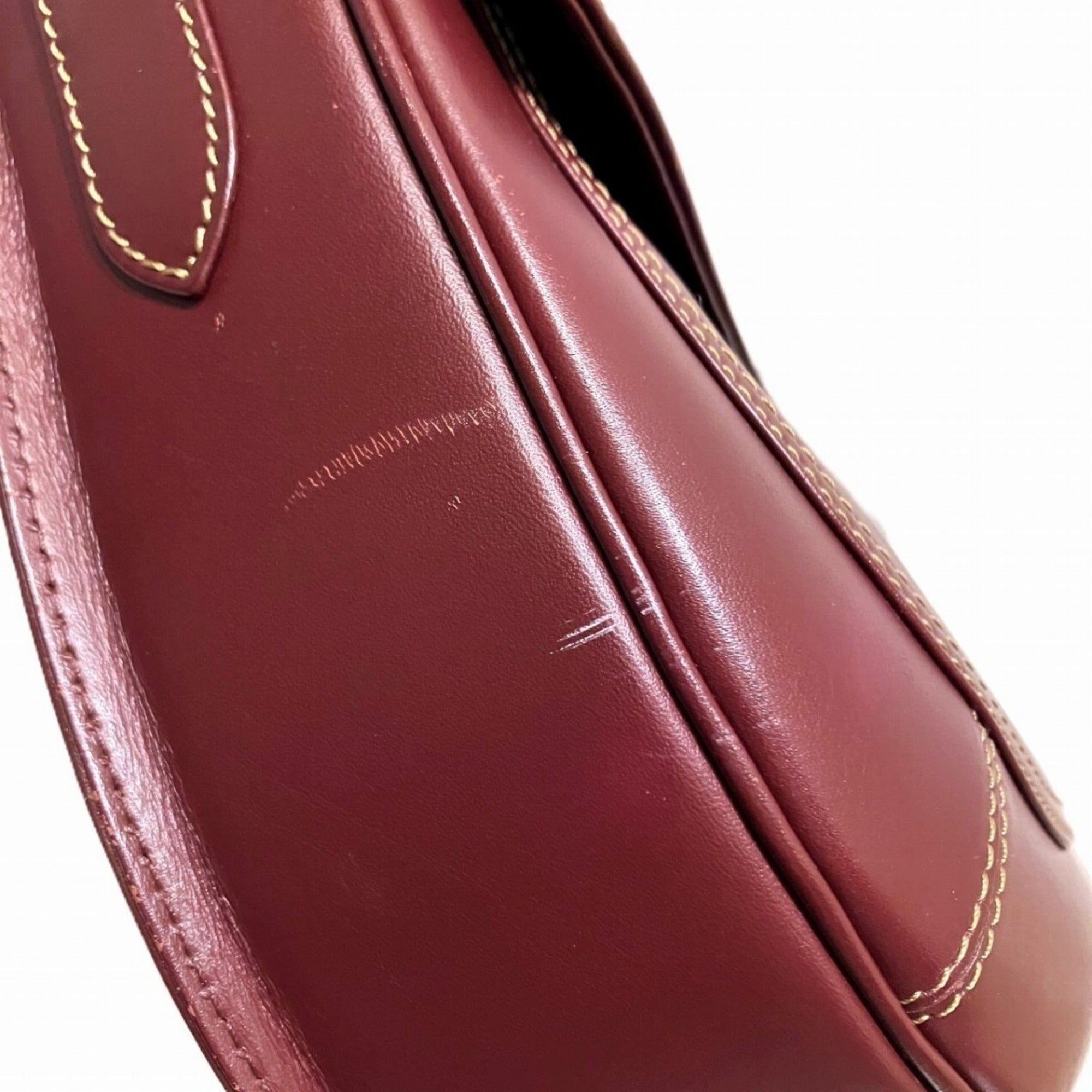 Cartier Bordeaux Leather Shoulder Bag (Pre-Owned)