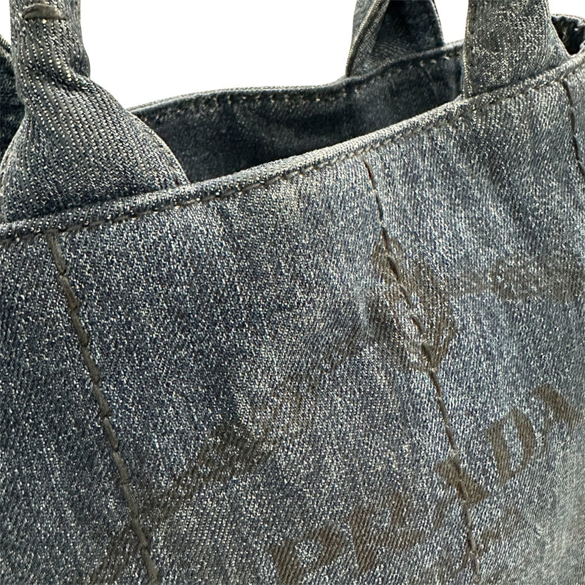 Prada Dark Blue Denim Handbag Shoulder Bag (Pre-Owned)