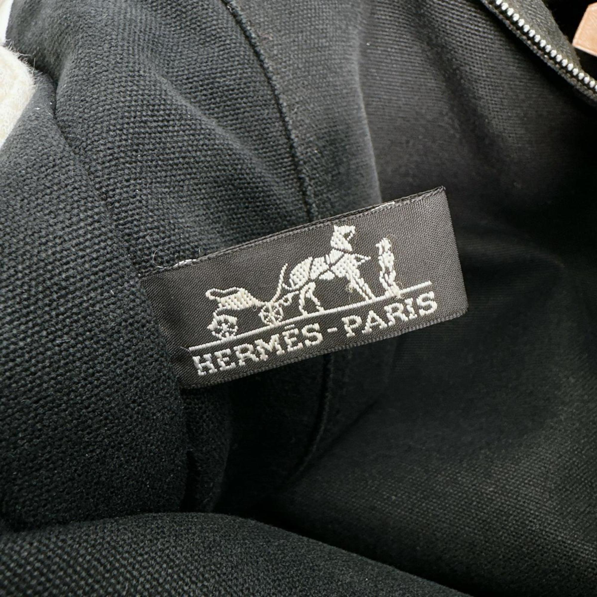 Hermes Black Canvas Handbag Tote Bag (Pre-Owned)