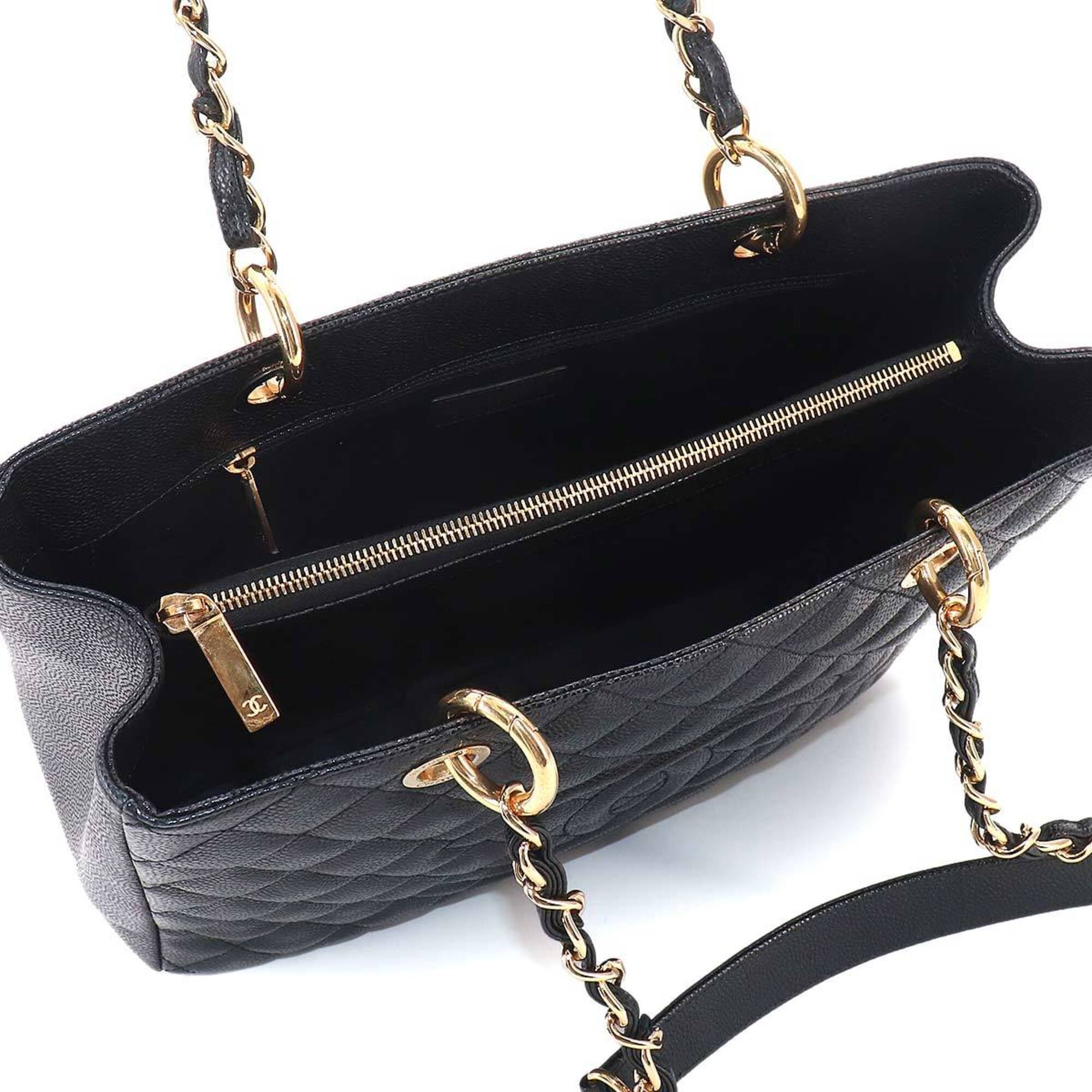 Chanel Black Grained Calfskin Handbag Tote Bag (Pre-Owned)