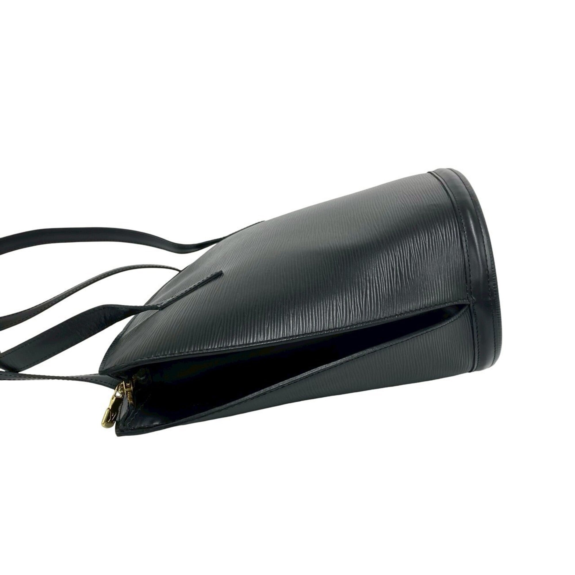Louis Vuitton Black Leather Shoulder Bag Tote Bag (Pre-Owned)