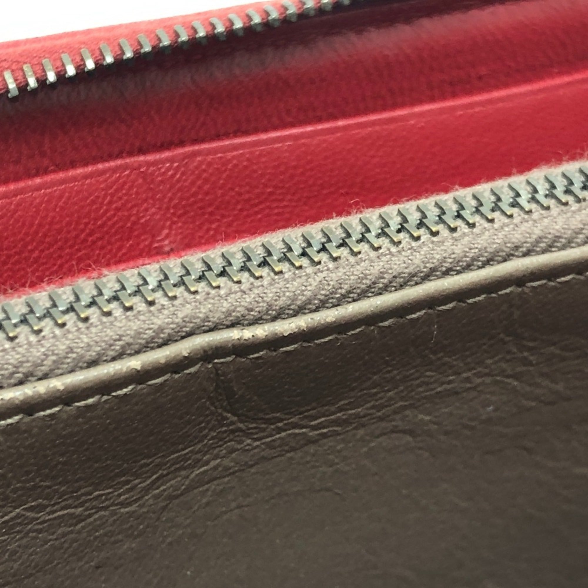 Bottega Veneta Intrecciato Red Color Leather Canvas Long Wallet (Bi-Fold) (Pre-Owned)