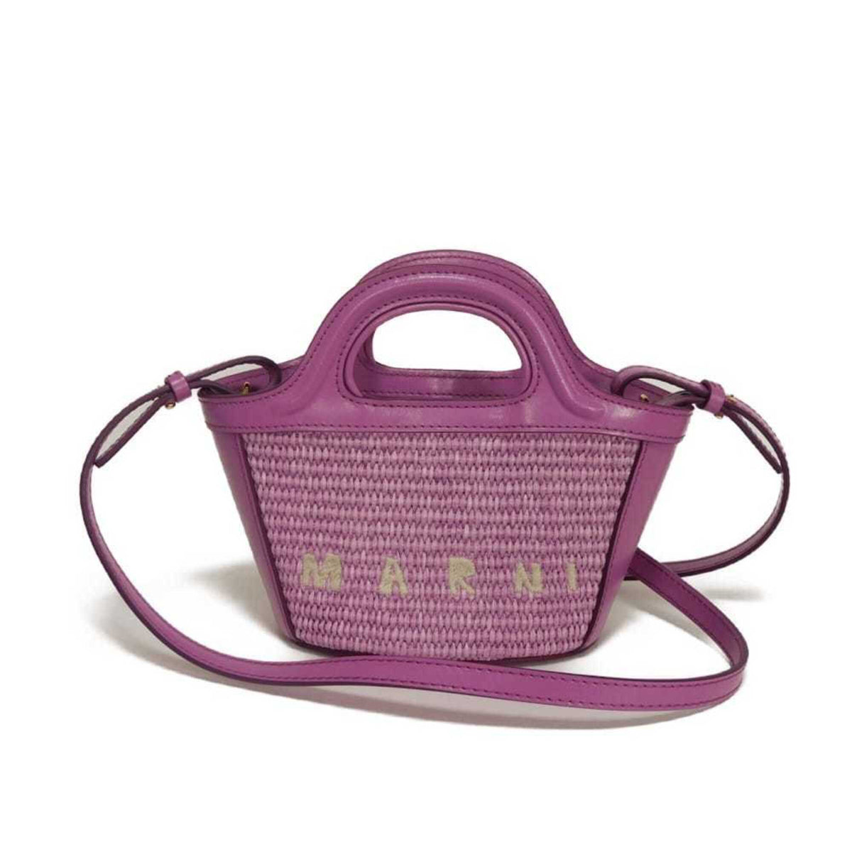 Marni Purple Cotton Leather Handbag Shoulder Bag (Pre-Owned)