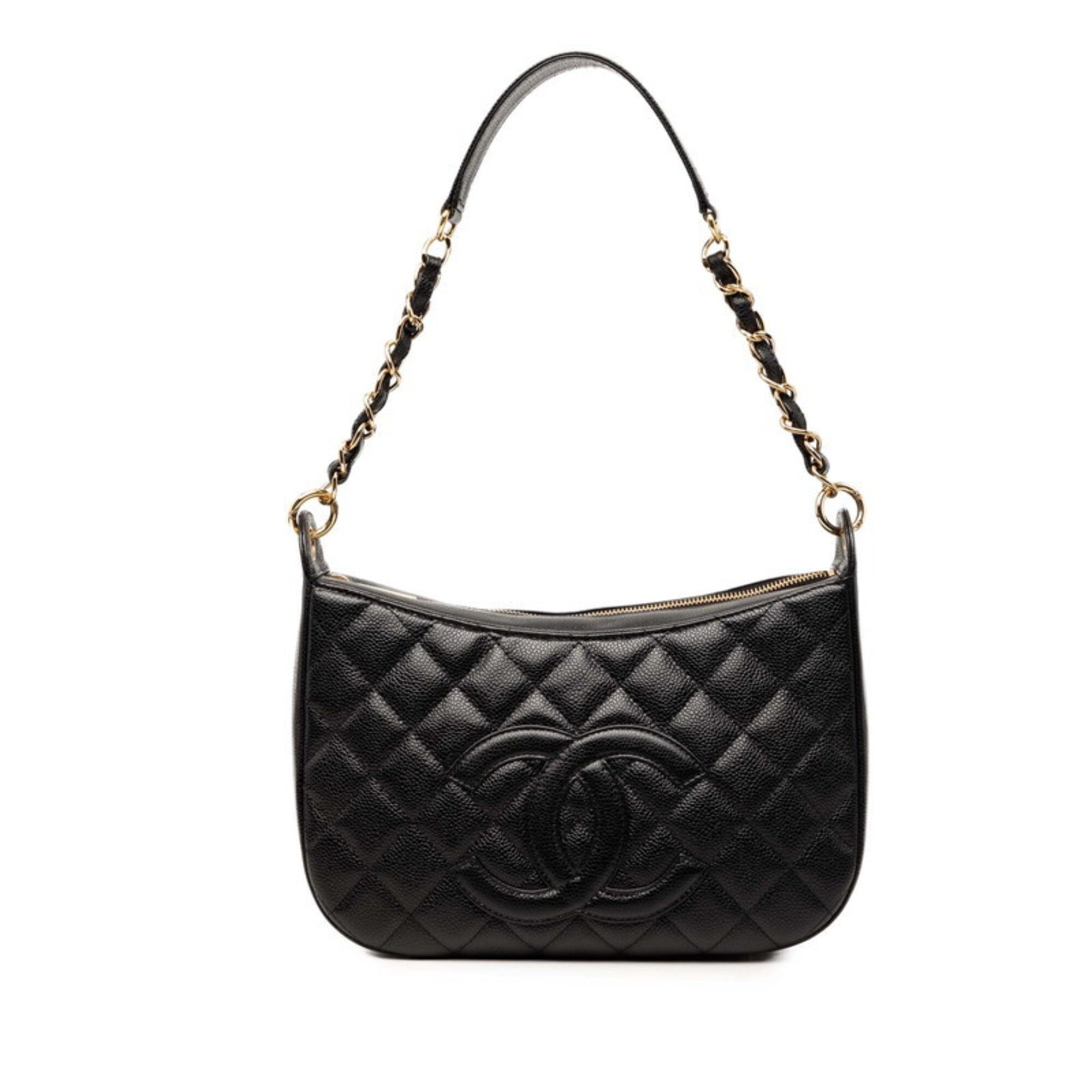 Chanel Black Grained Calfskin Shoulder Bag (Pre-Owned)