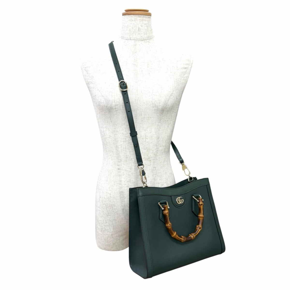 Gucci Dark Green Leather Handbag Shoulder Bag (Pre-Owned)