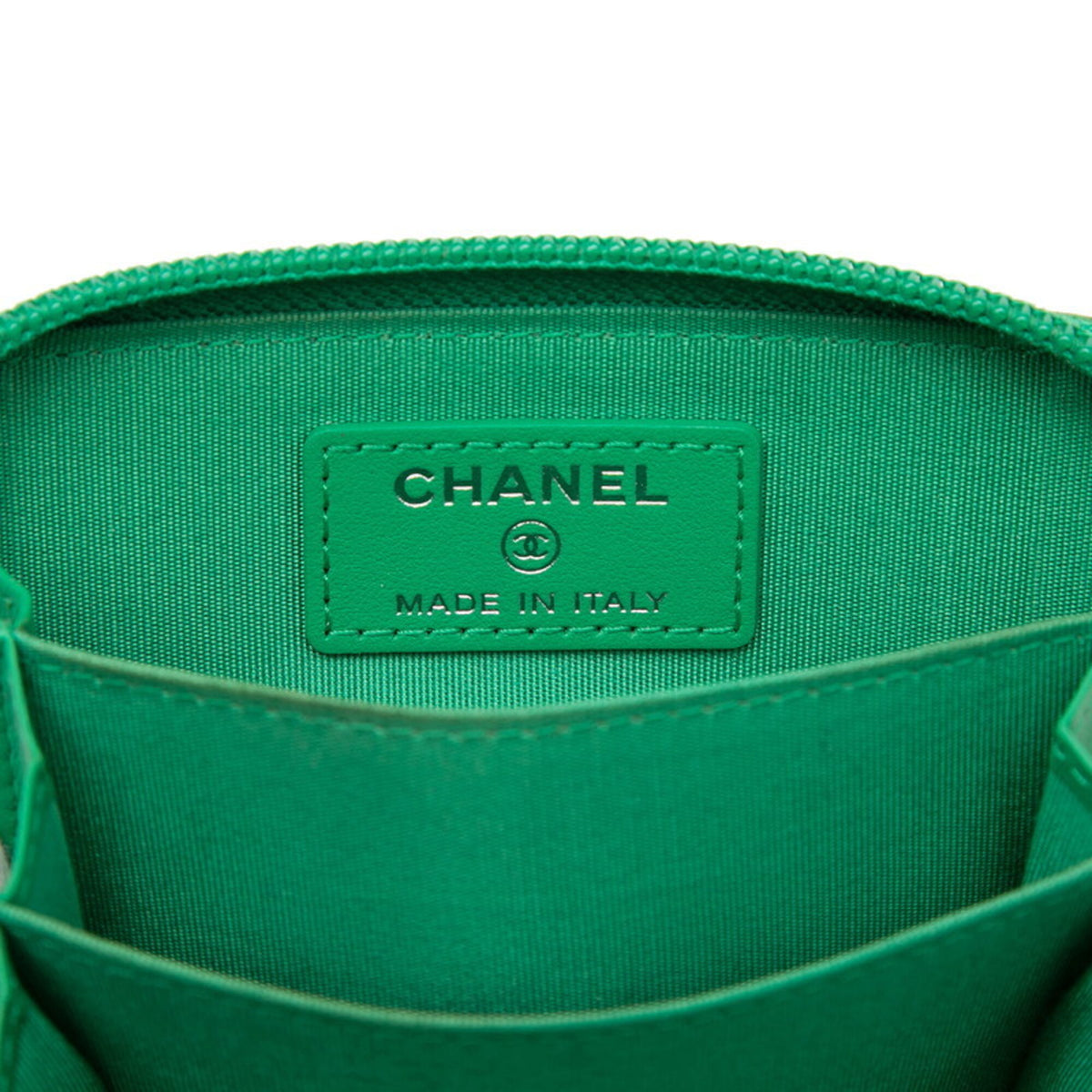 Chanel Boy Chanel Green Grained Calfskin Coin Purse/Coin Case (Pre-Owned)