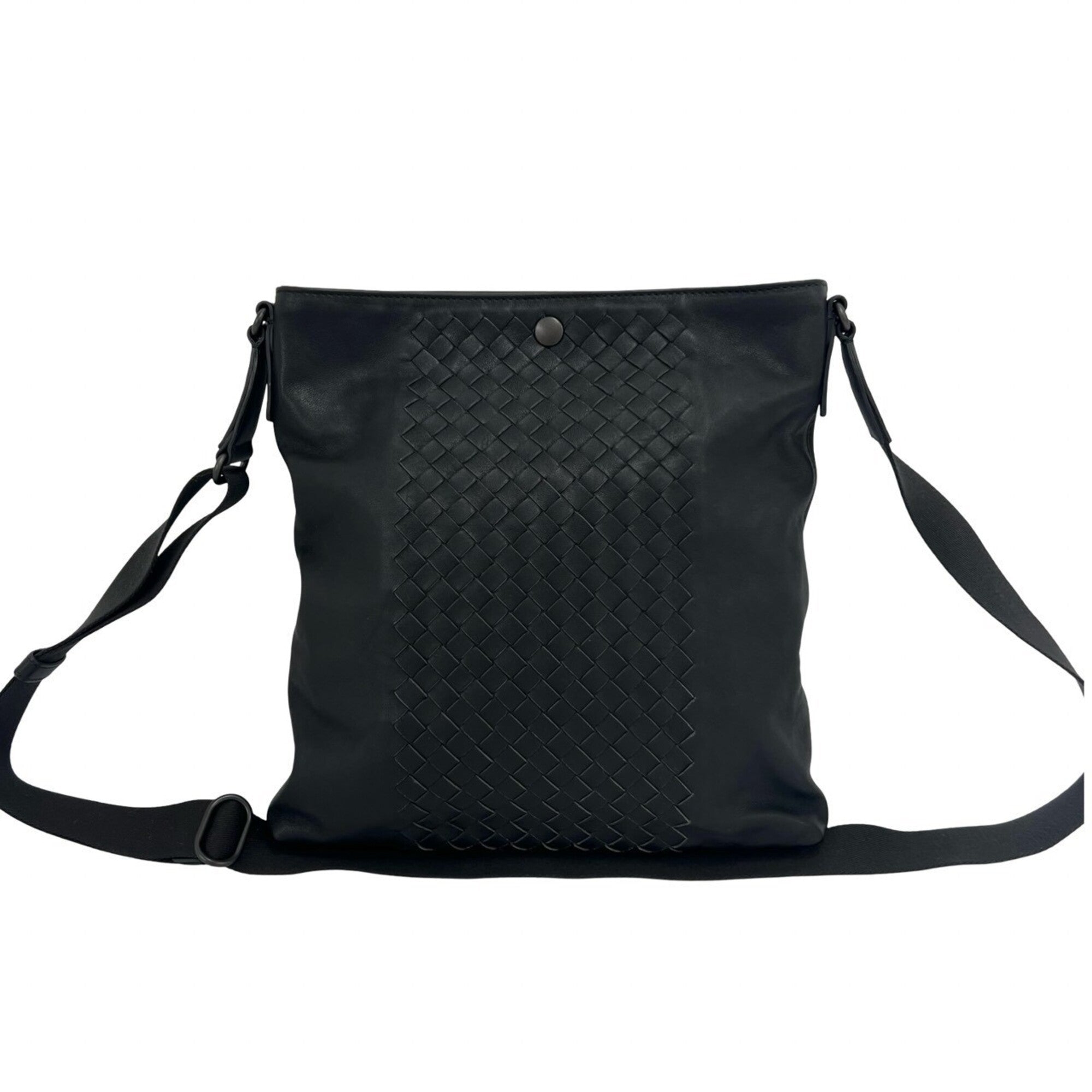 Bottega Veneta Black Leather Crossbody Bag Shoulder Bag (Pre-Owned)