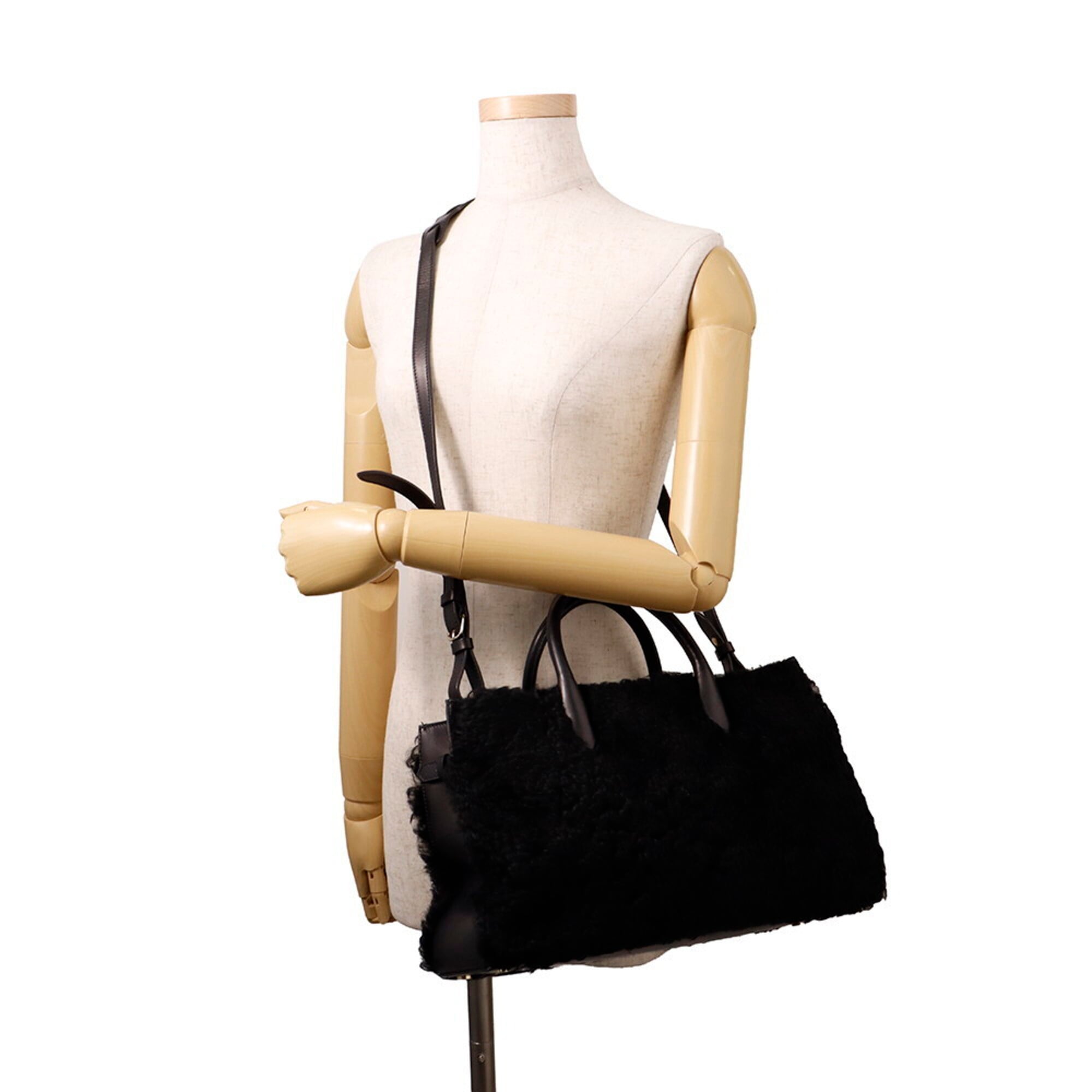 Balenciaga Black Fur Handbag Shoulder Bag (Pre-Owned)