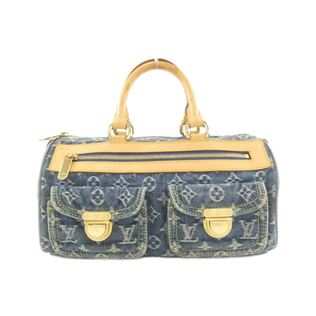 Louis Vuitton Blue Monogram Monogram Denim Denim Canvas Boston Bag (Pre-Owned)