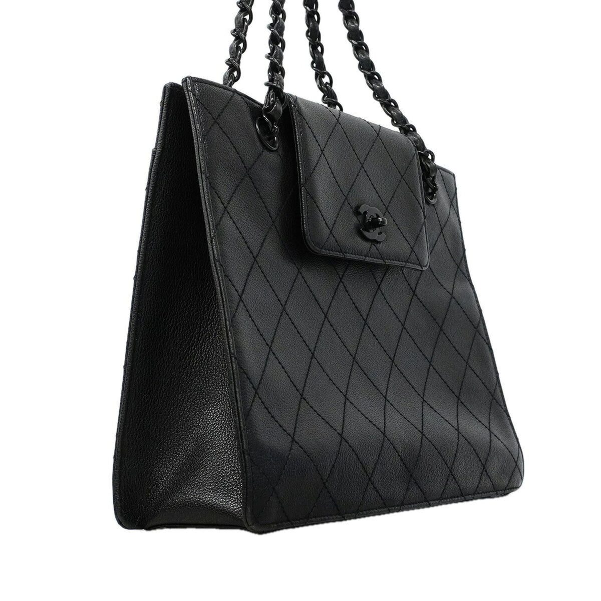 Chanel Black Grained Calfskin Tote Bag (Pre-Owned)
