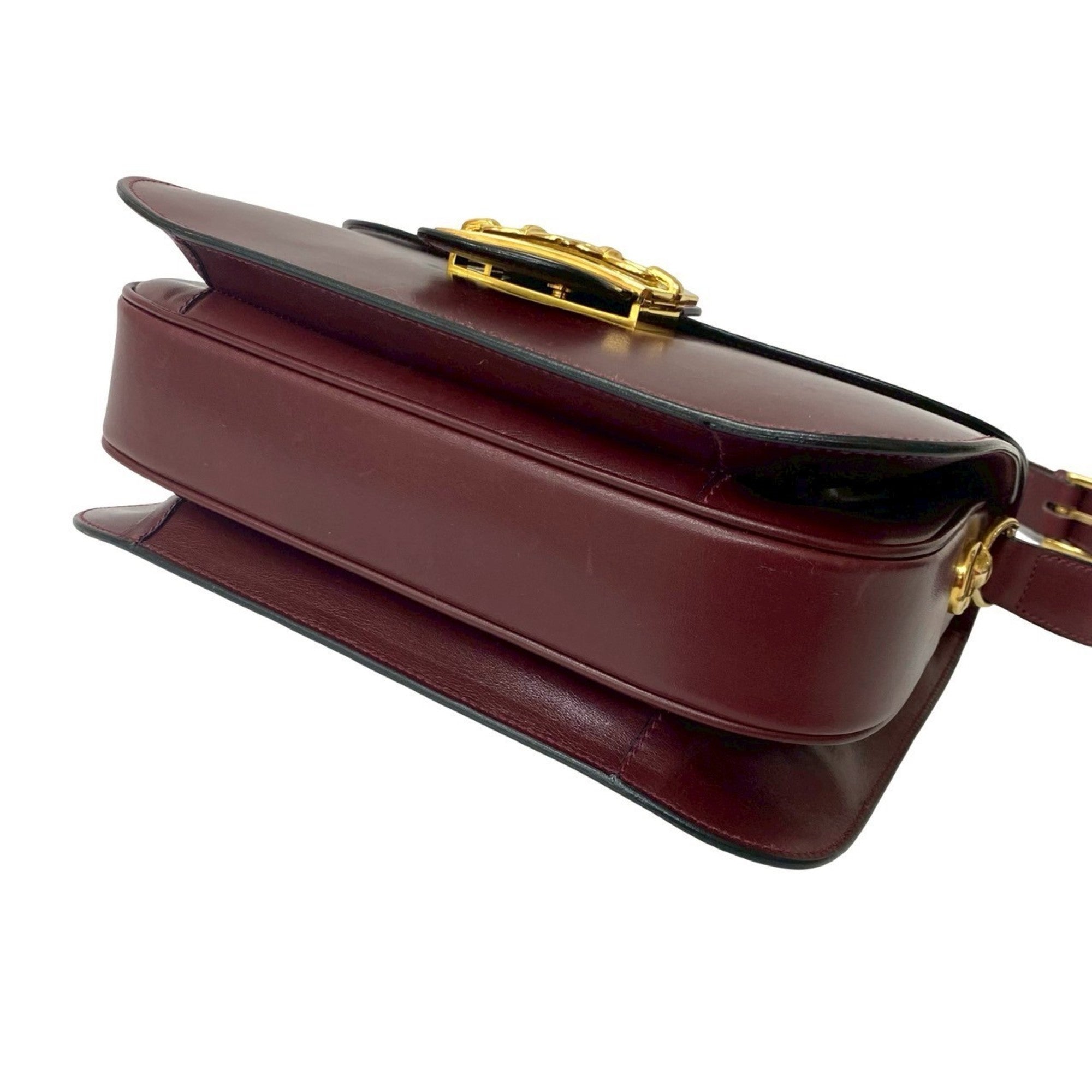 Celine Red Color Wine Leather Shoulder Bag (Pre-Owned)