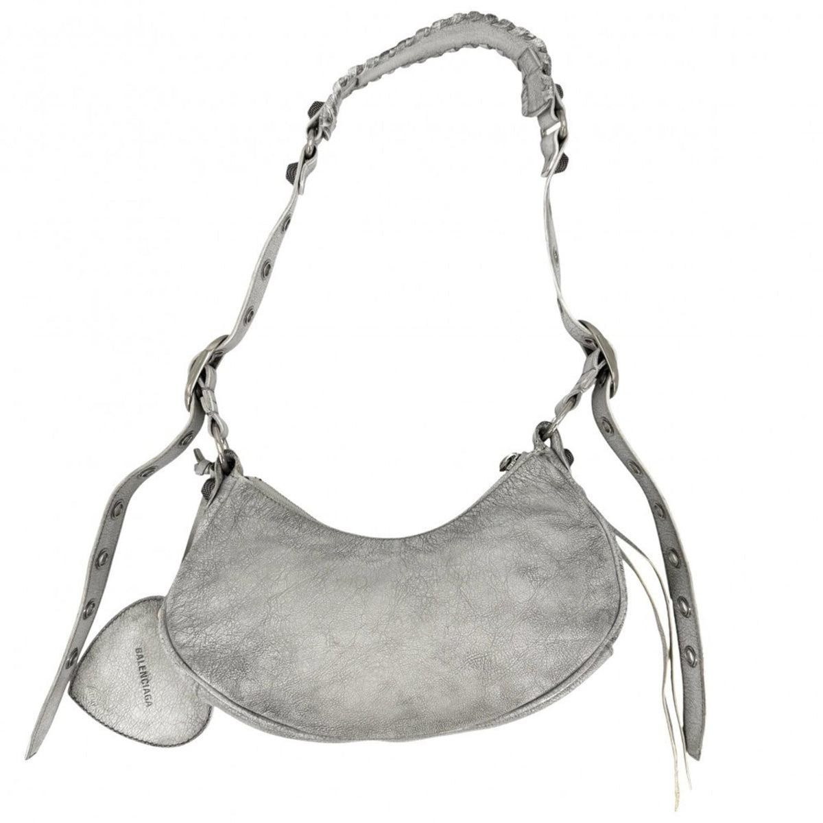 Balenciaga Gray White Leather Shoulder Bag (Pre-Owned)