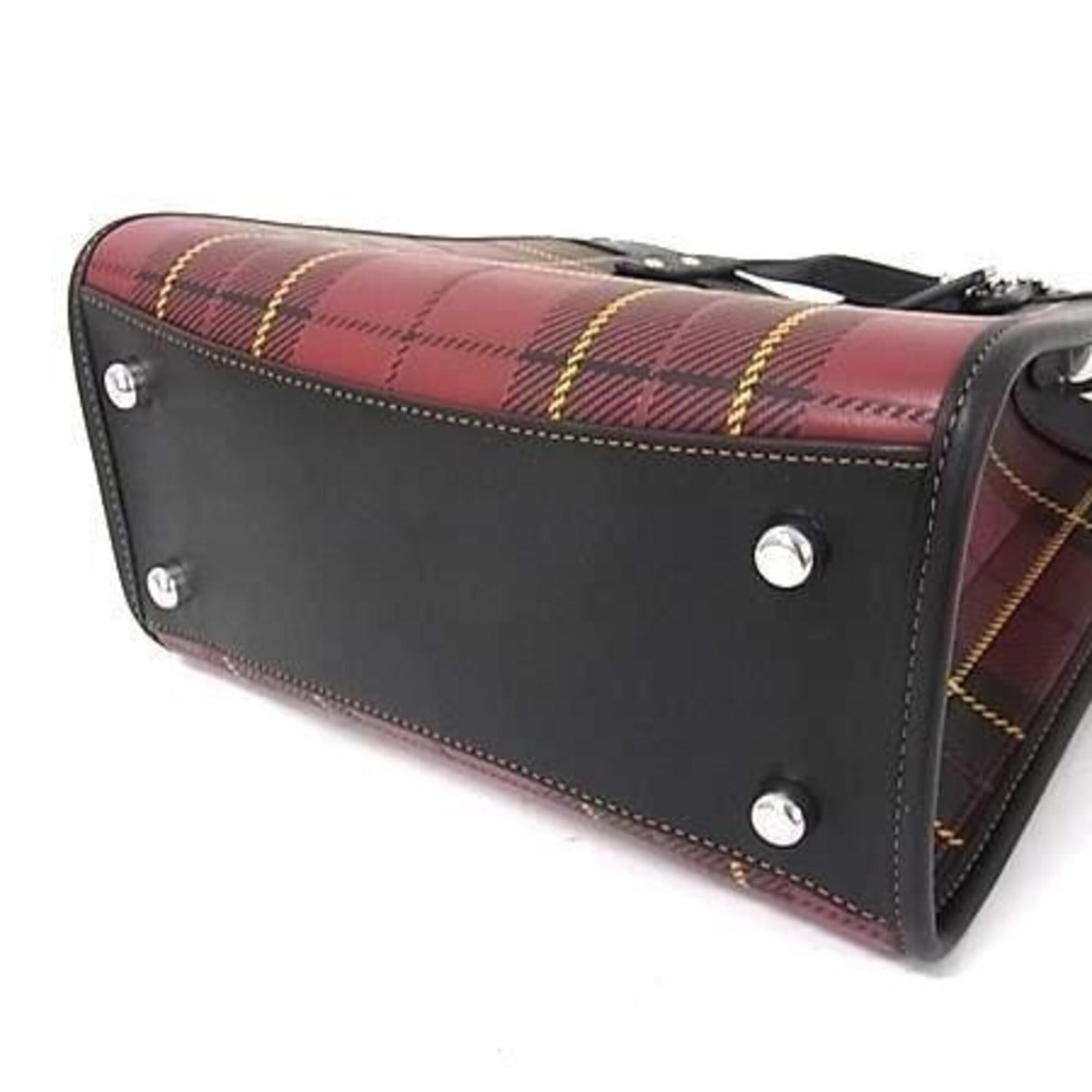 Coach Black Red Color Leather Handbag Shoulder Bag (Pre-Owned)