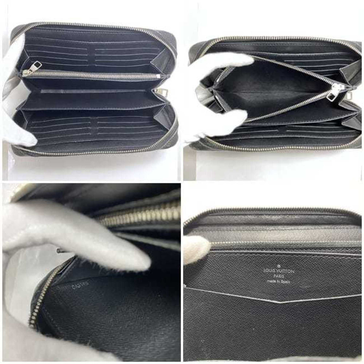 Louis Vuitton Ardoise Black Taiga Leather Long Wallet (Bi-Fold) (Pre-Owned)