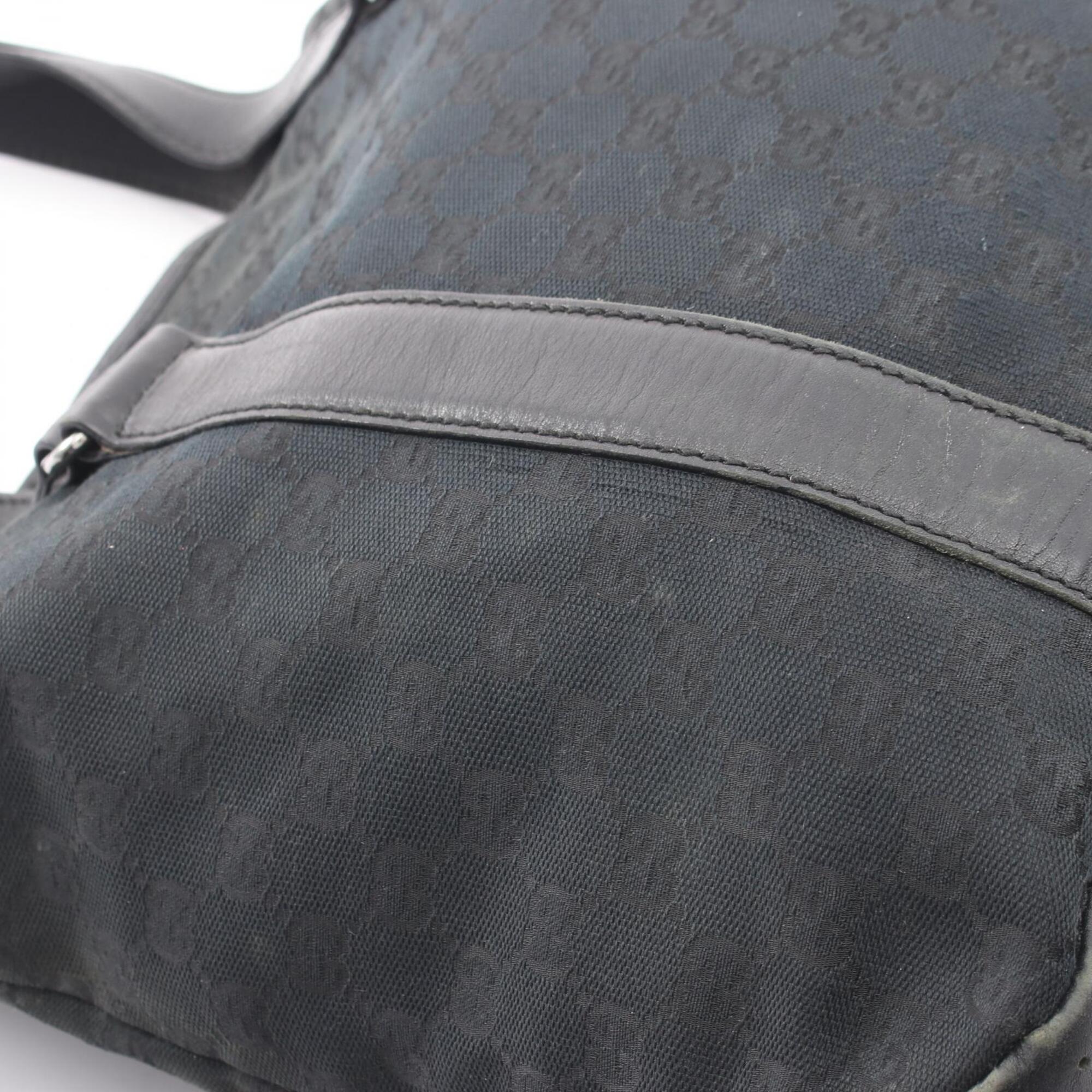 Gucci Black Canvas Leather Handbag Tote Bag (Pre-Owned)