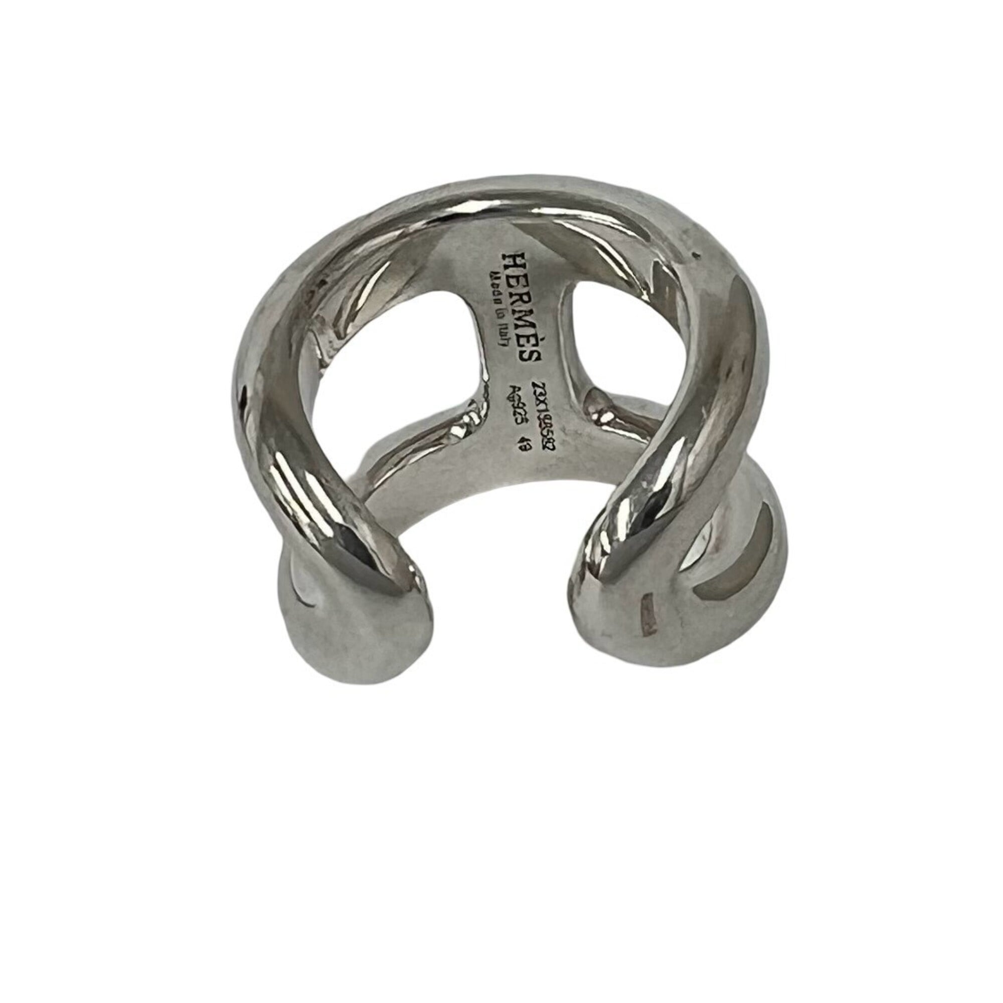 Hermes Silver Silver 925 Band Ring (Pre-Owned)