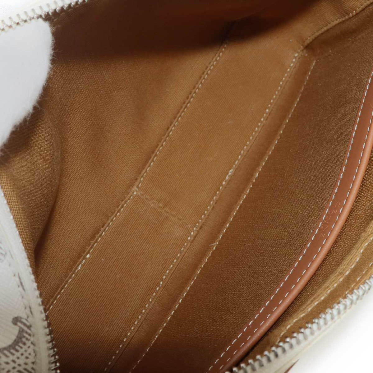 Celine Brown White Pu Leather Handbag Shoulder Bag (Pre-Owned)