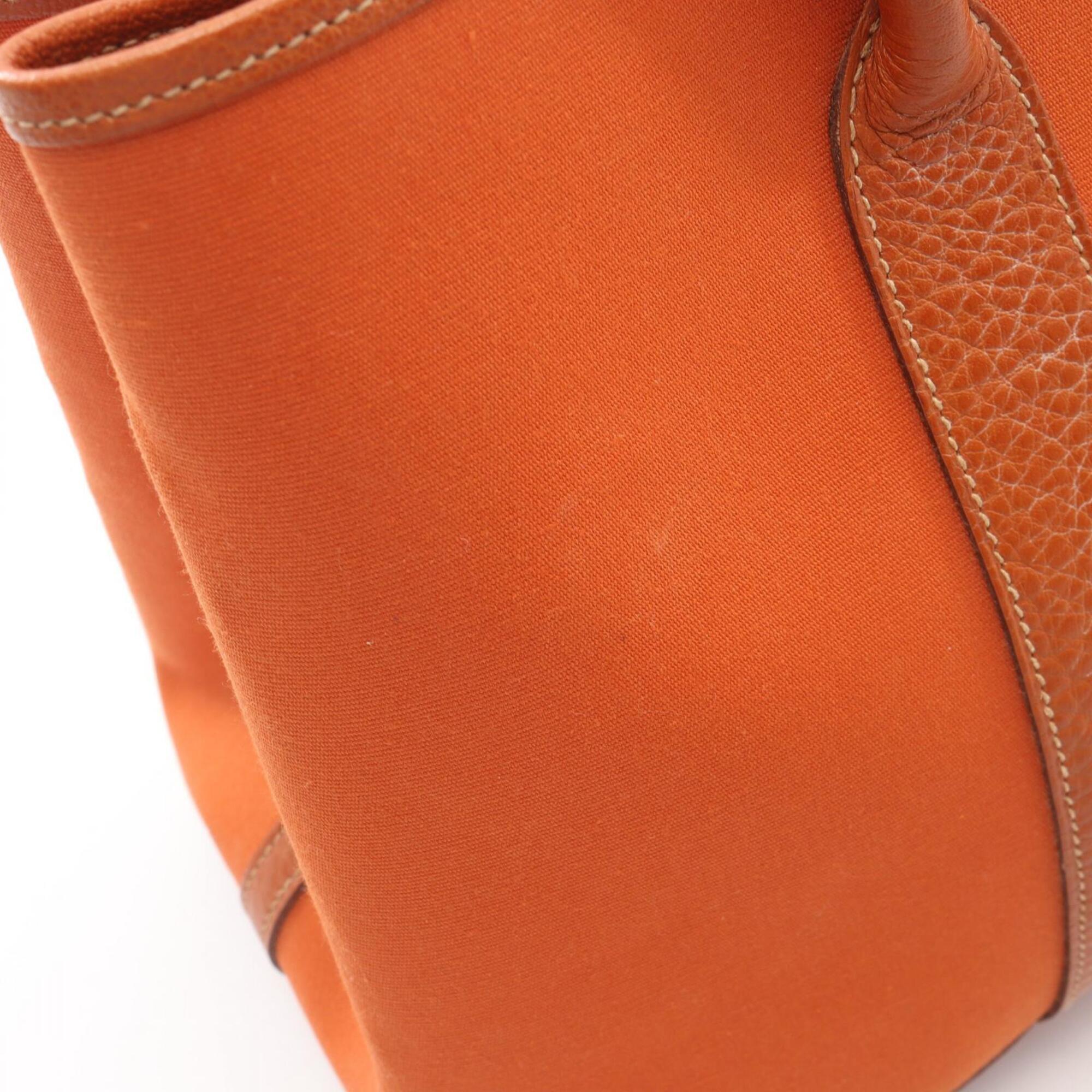 Hermes Brown Buffalo Leather Toile Officier Handbag Tote Bag (Pre-Owned)