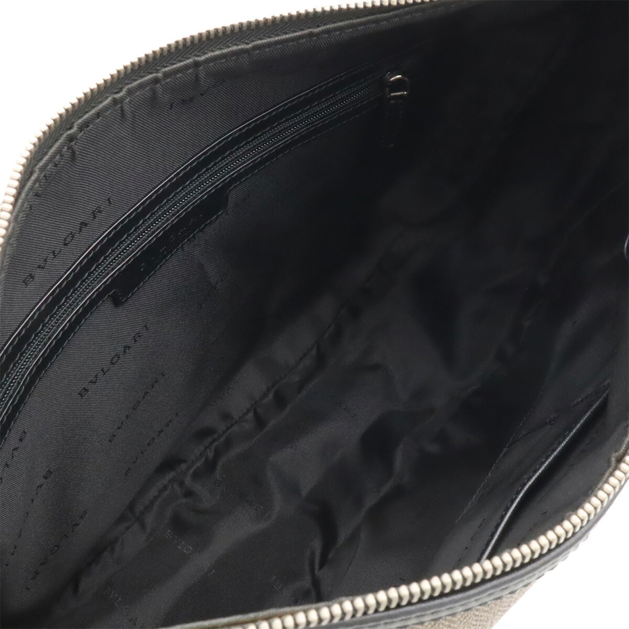 Bvlgari Black Grayish Coated Canvas Leather Shoulder Bag (Pre-Owned)