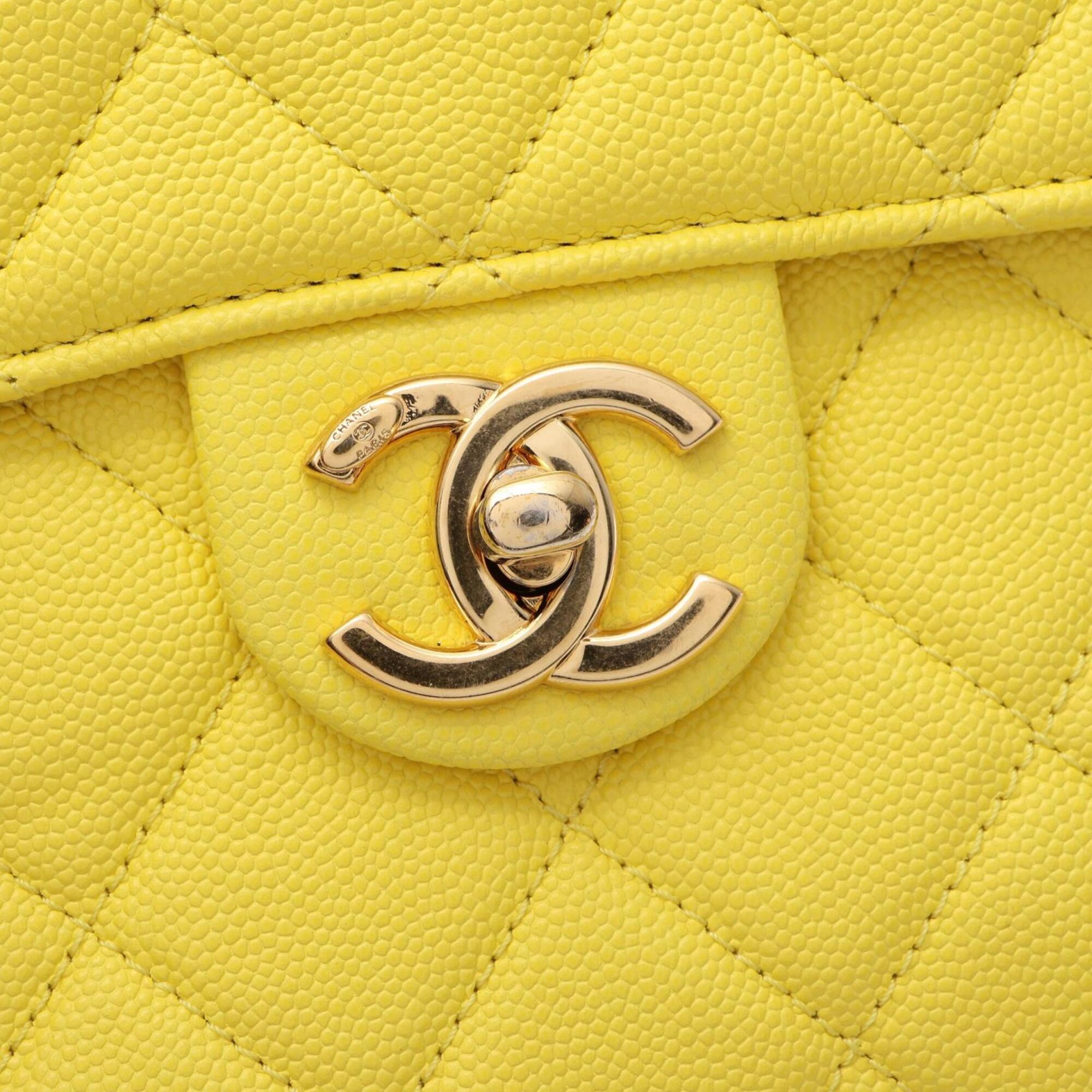 Chanel Yellow Grained Calfskin Handbag Shoulder Bag Vanity Bag (Pre-Owned)