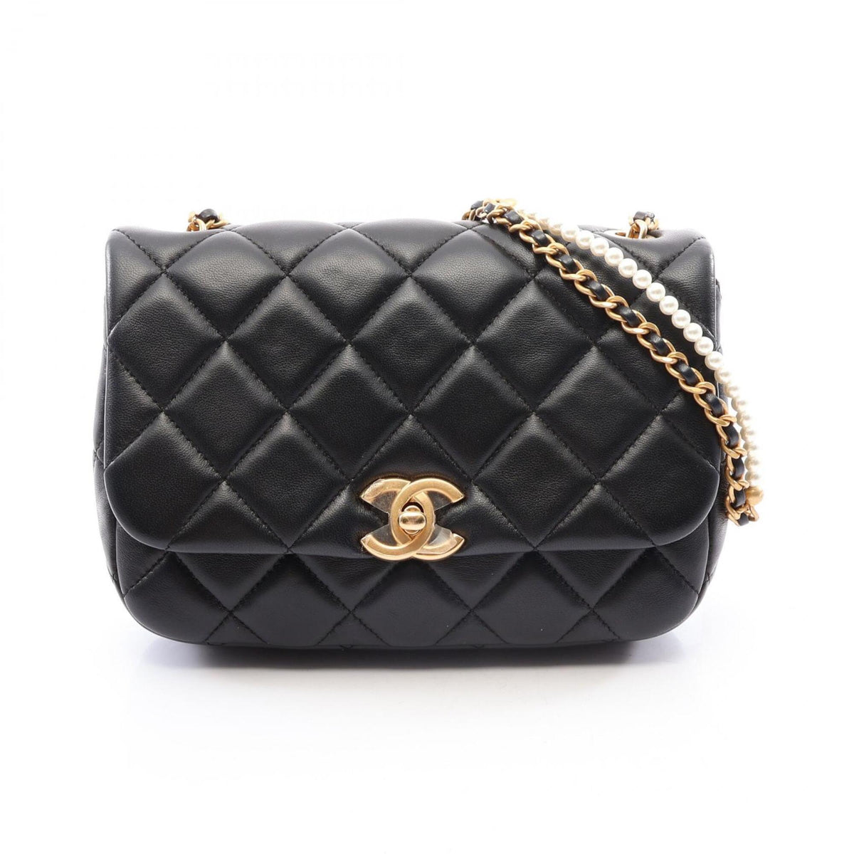 Chanel Black Leather Handbag Shoulder Bag (Pre-Owned)