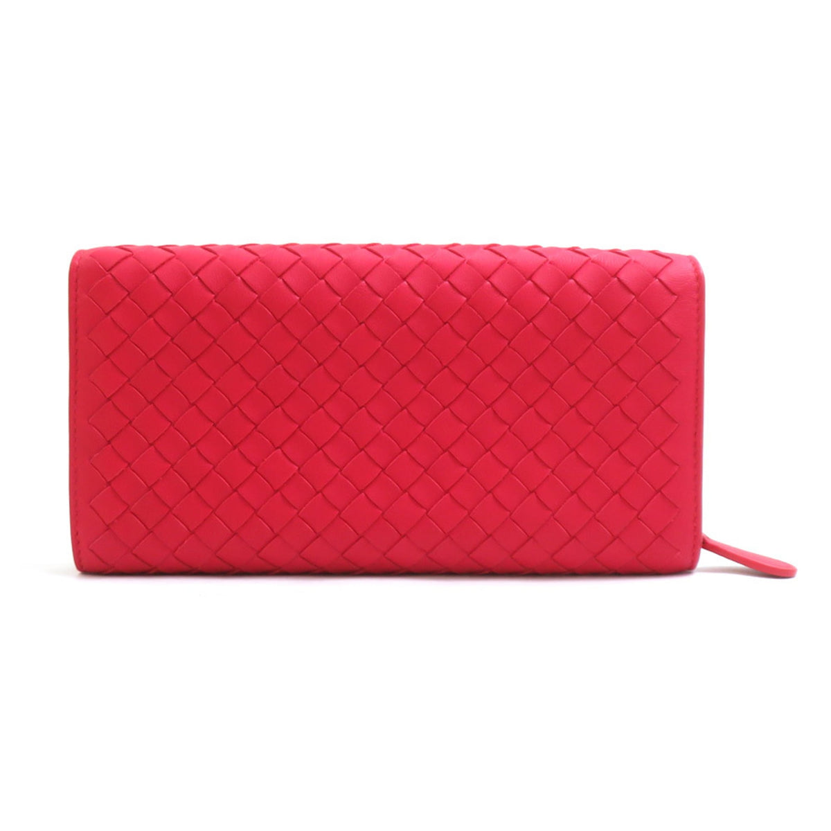 Bottega Veneta Red Color Intrecciato Long Wallet (Bi-Fold) (Pre-Owned)