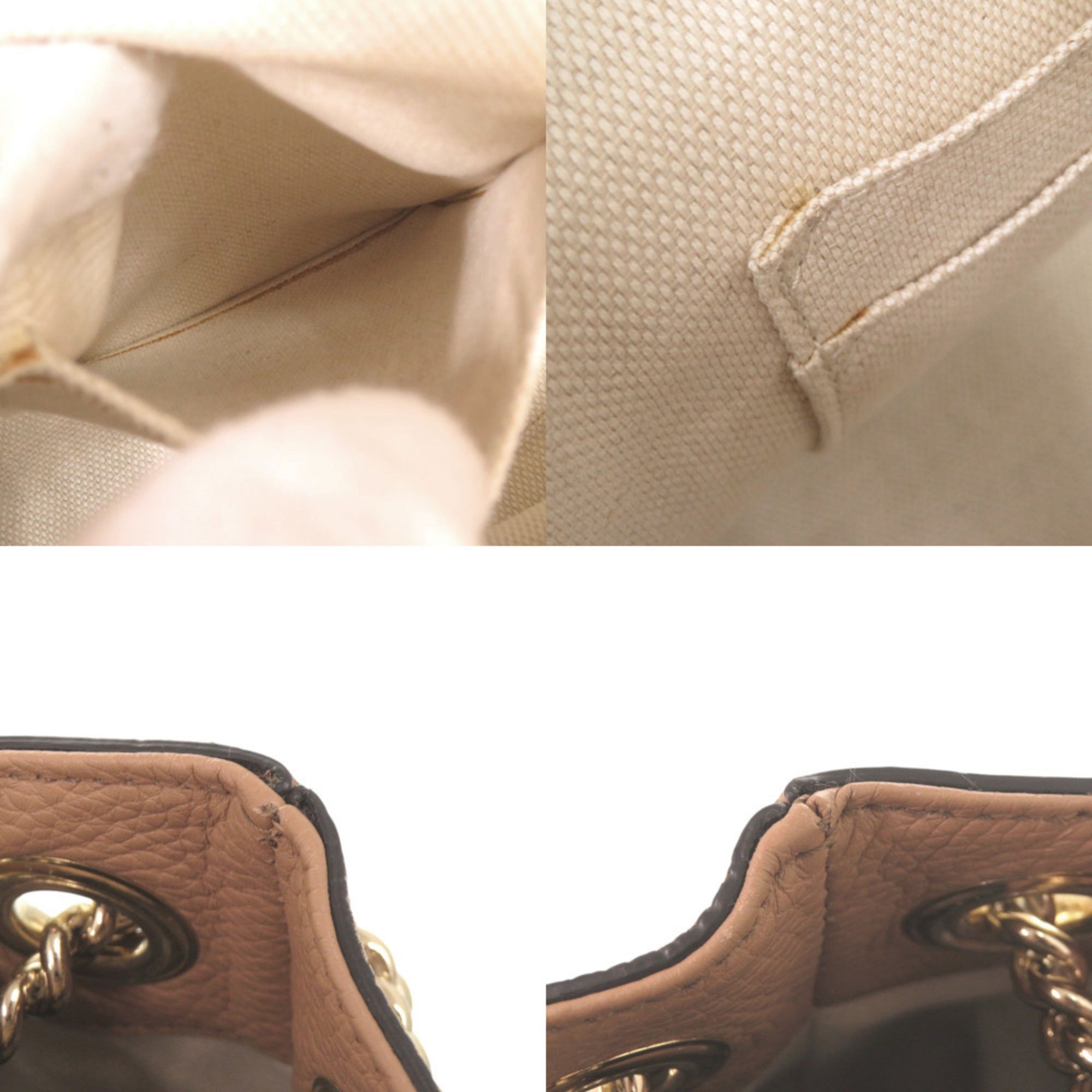 Gucci Beige Leather Shoulder Bag Tote Bag (Pre-Owned)