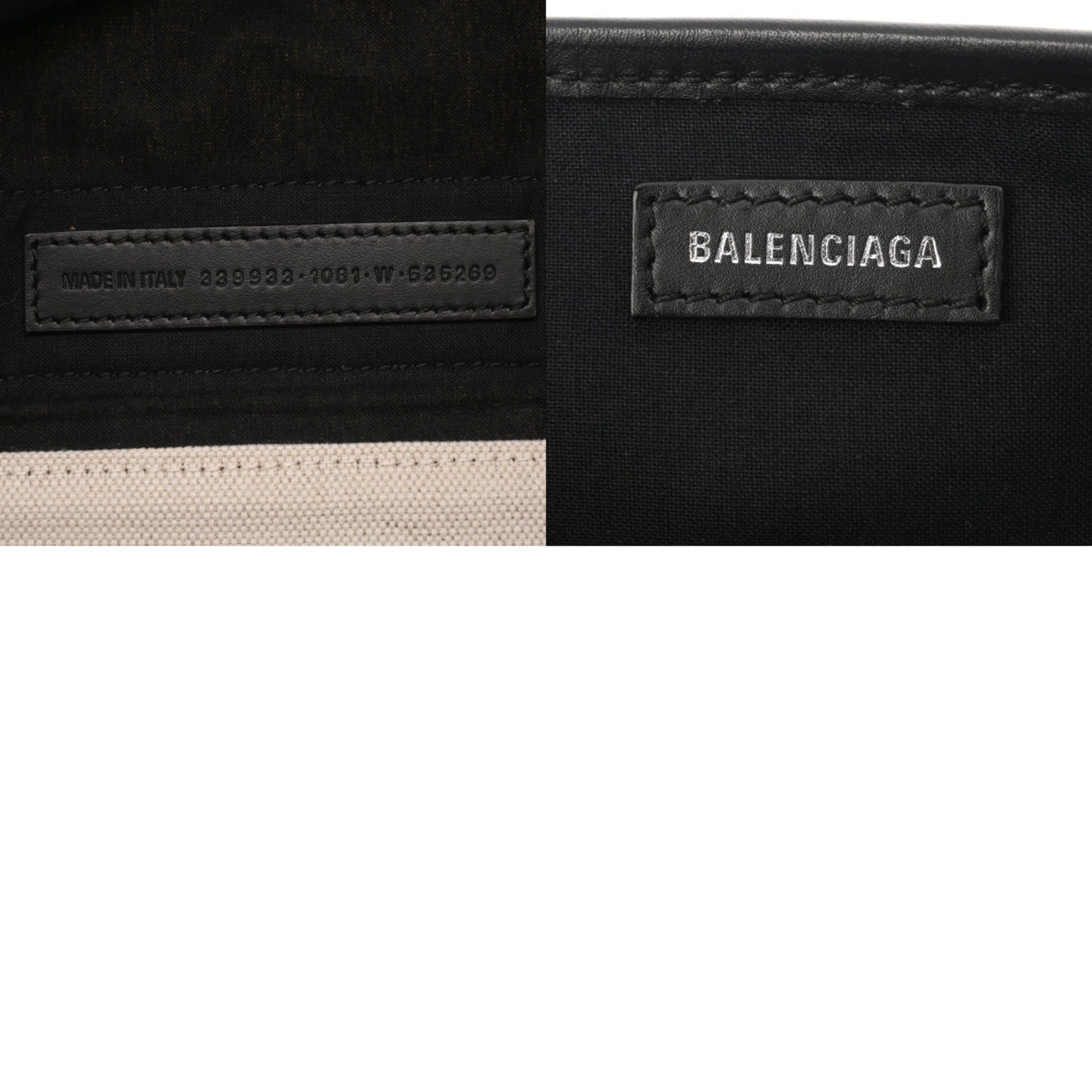 Balenciaga Black White Canvas Leather Handbag Pouch (Pre-Owned)
