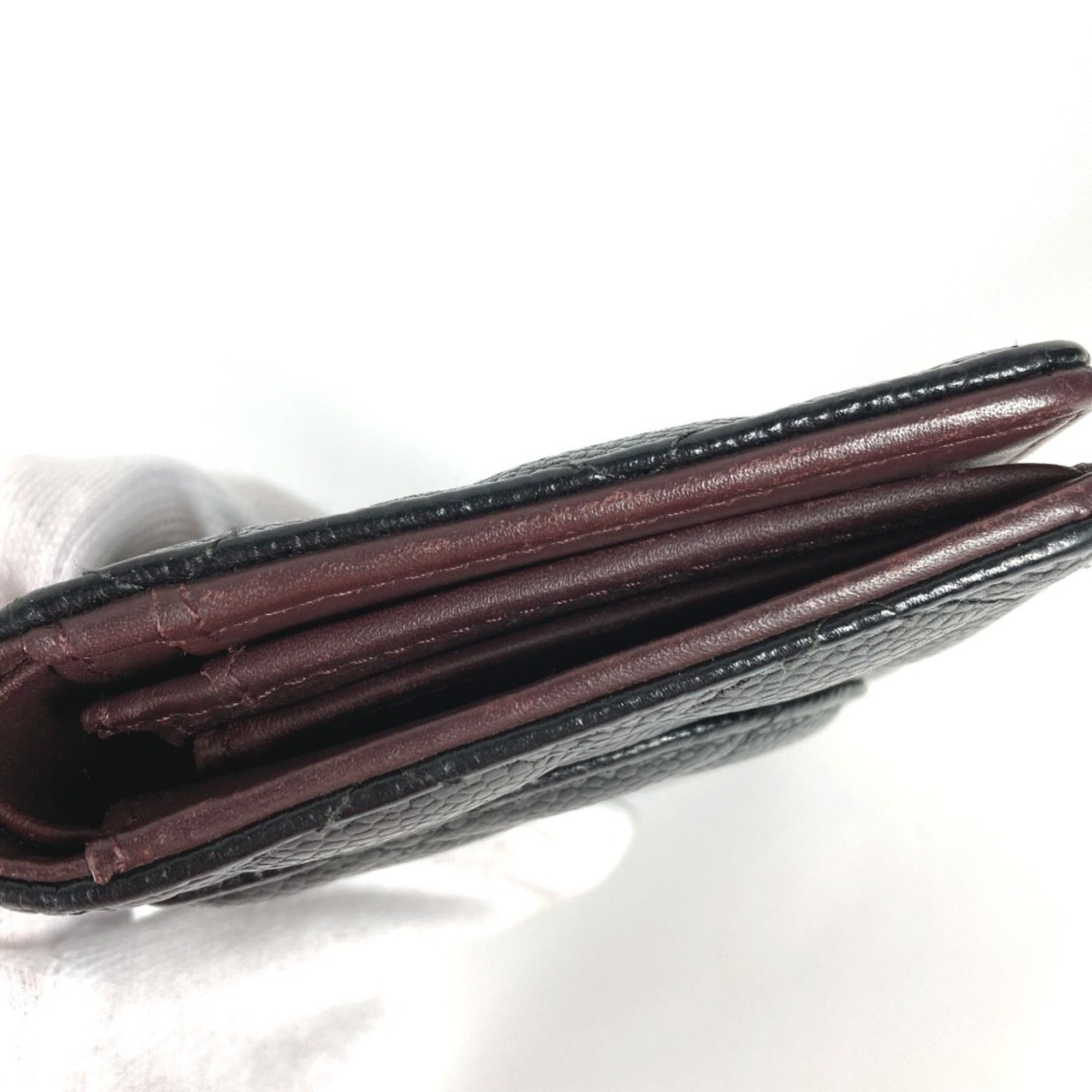 Chanel Black Grained Calfskin Long Wallet (Bi-Fold) (Pre-Owned)