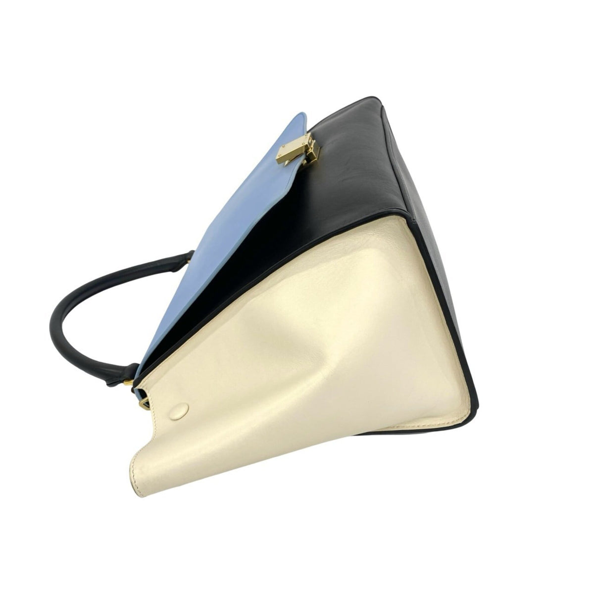 Celine Black Blue Ivory Leather Handbag Shoulder Bag (Pre-Owned)