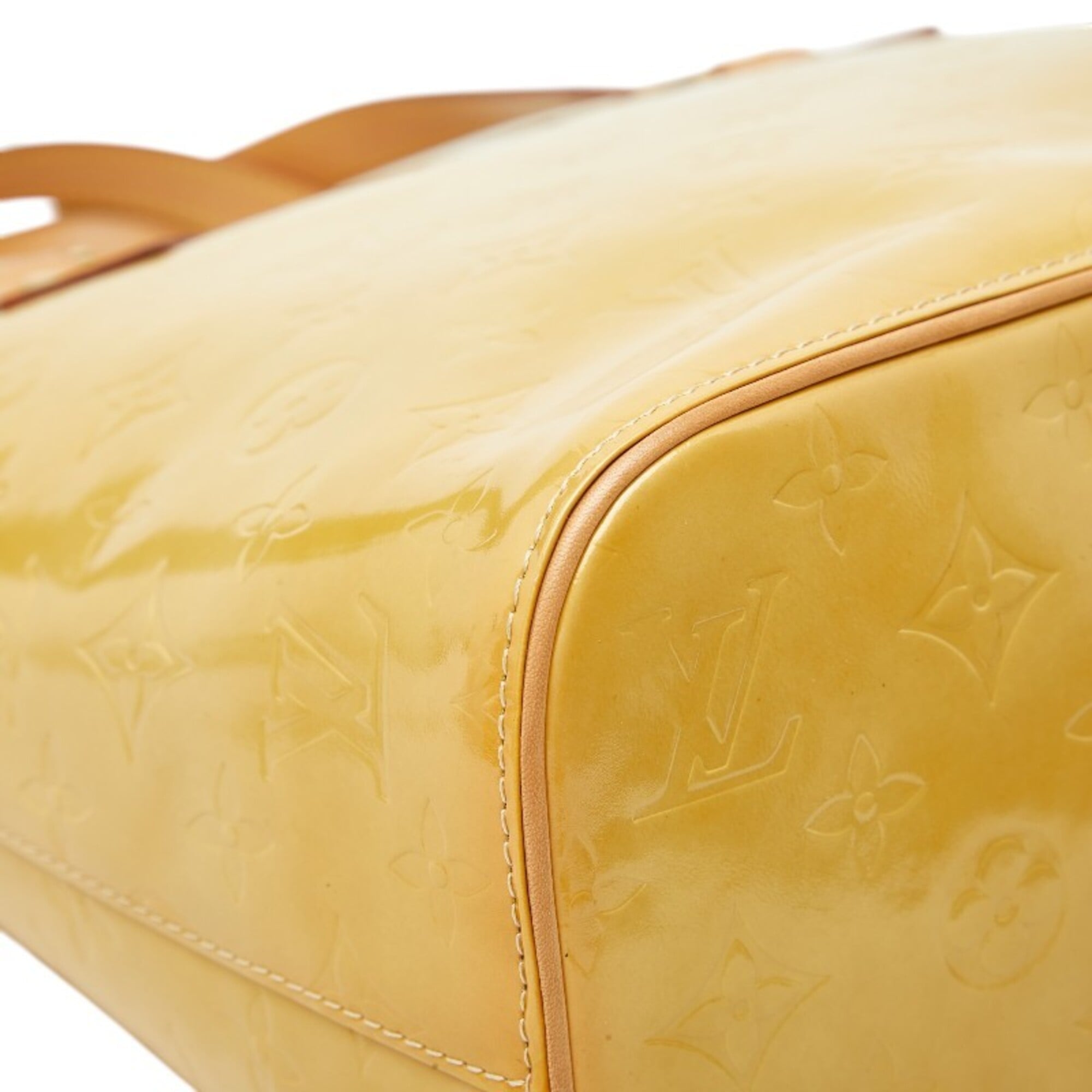 Louis Vuitton Yellow Patent Leather Handbag Tote Bag (Pre-Owned)
