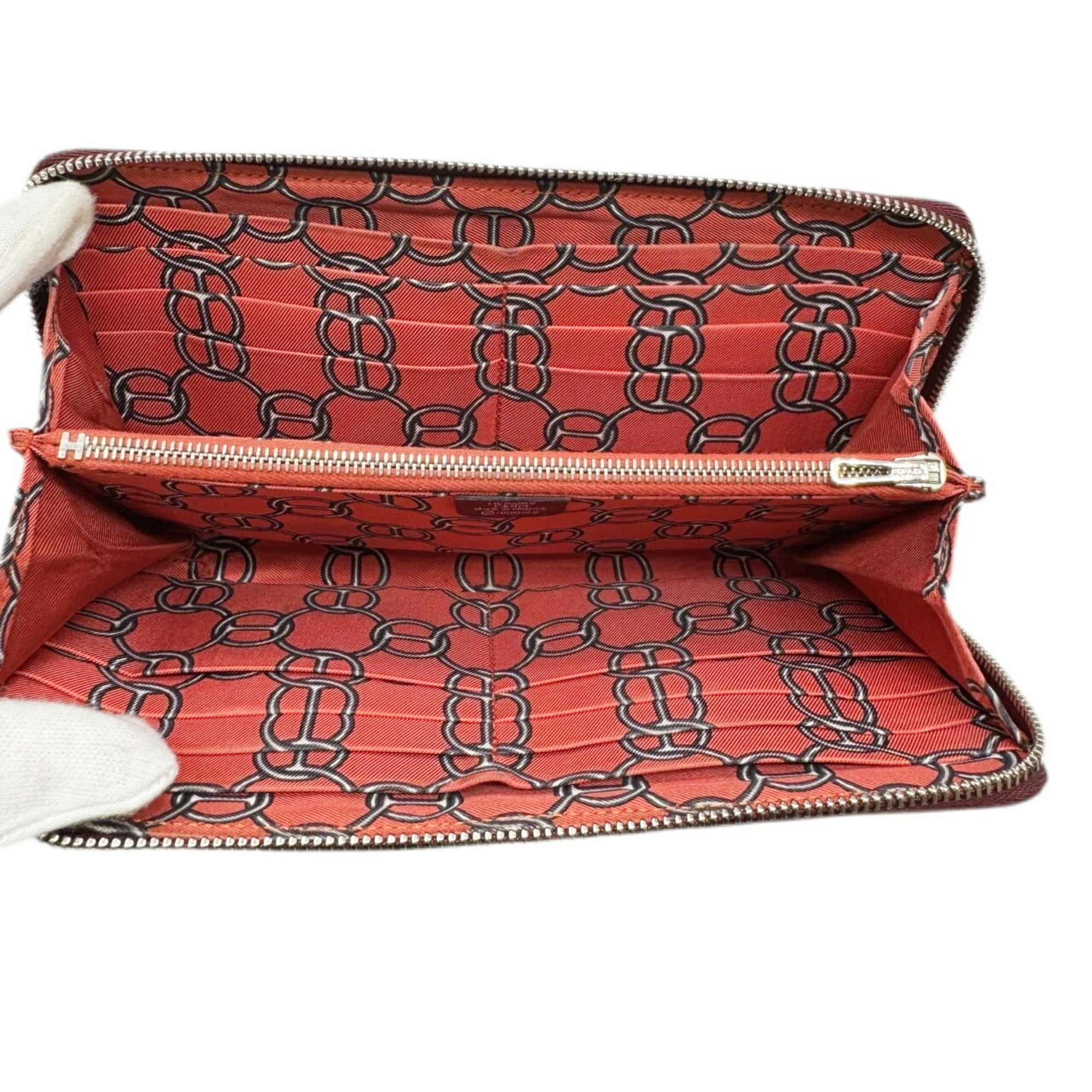 Hermes Azap Rouge H Epsom Leather Long Wallet (Bi-Fold) (Pre-Owned)