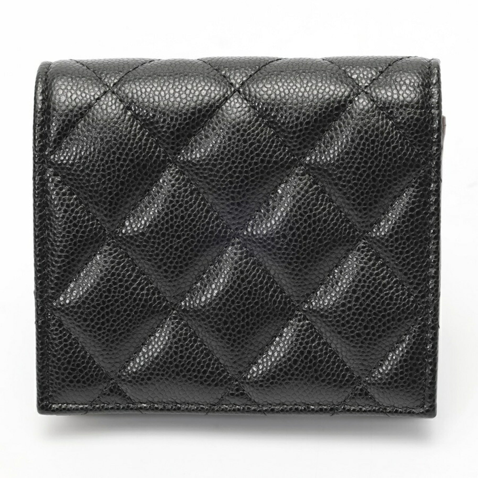 Chanel Matelasse Black Grained Calfskin Wallet (Bi-Fold) (Pre-Owned)
