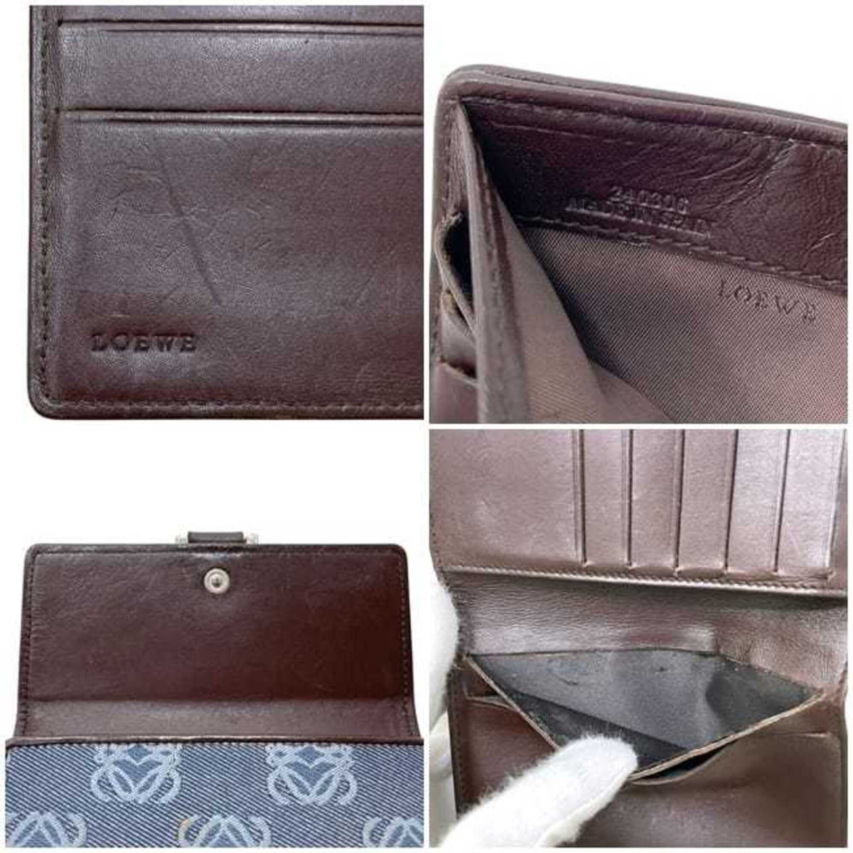 Loewe Blue Brown Canvas Leather Wallet (Bi-Fold) (Pre-Owned)