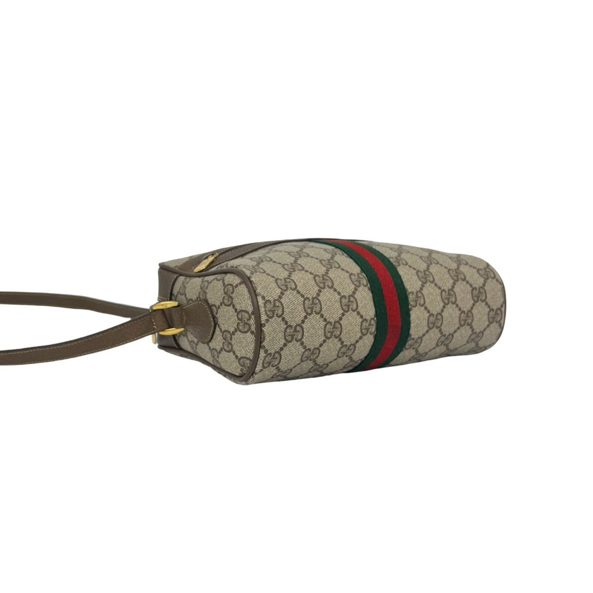 Gucci Brown Green Red Color Pvc Leather Shoulder Bag (Pre-Owned)