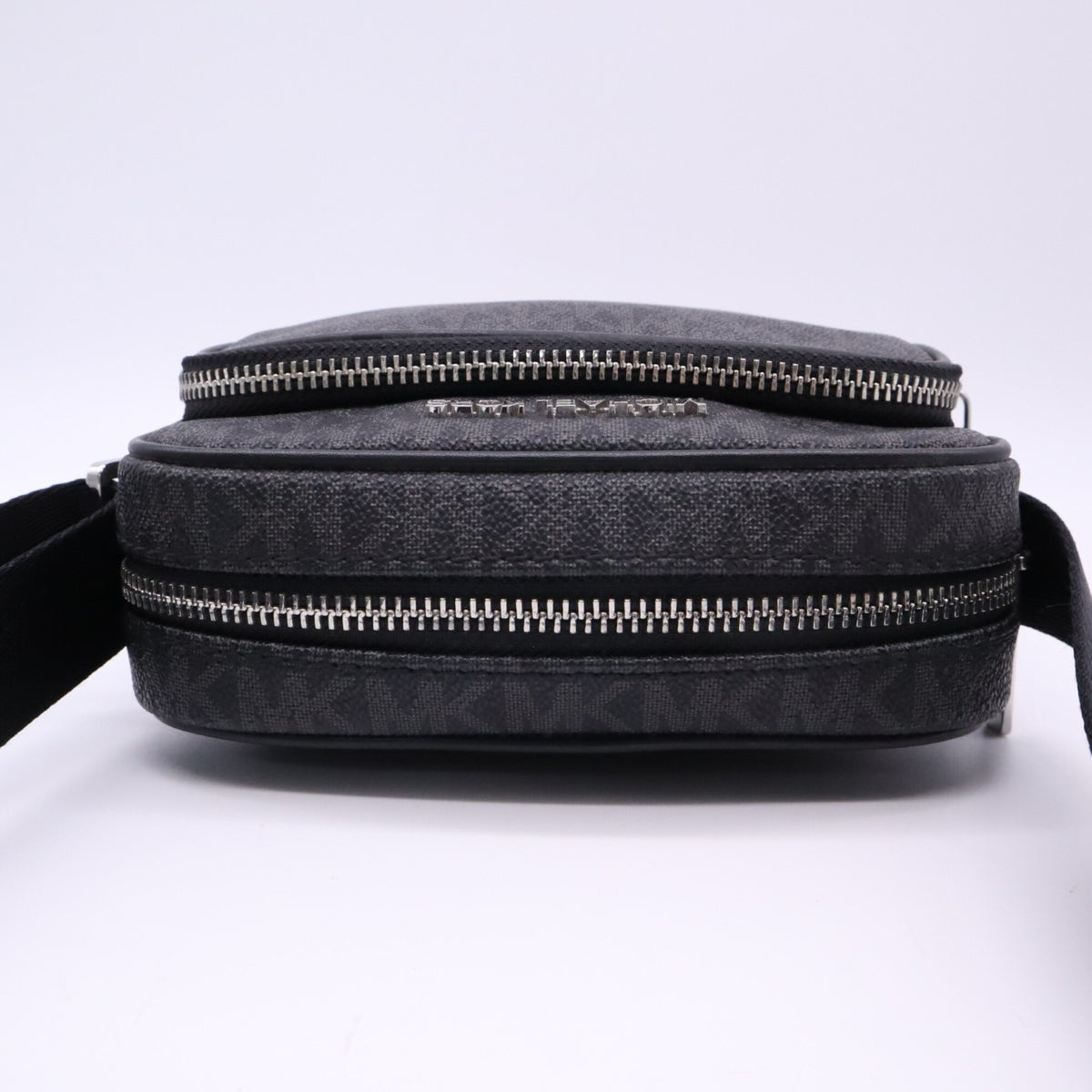 Michael Kors Black Gray Coated Canvas Shoulder Bag (Pre-Owned)