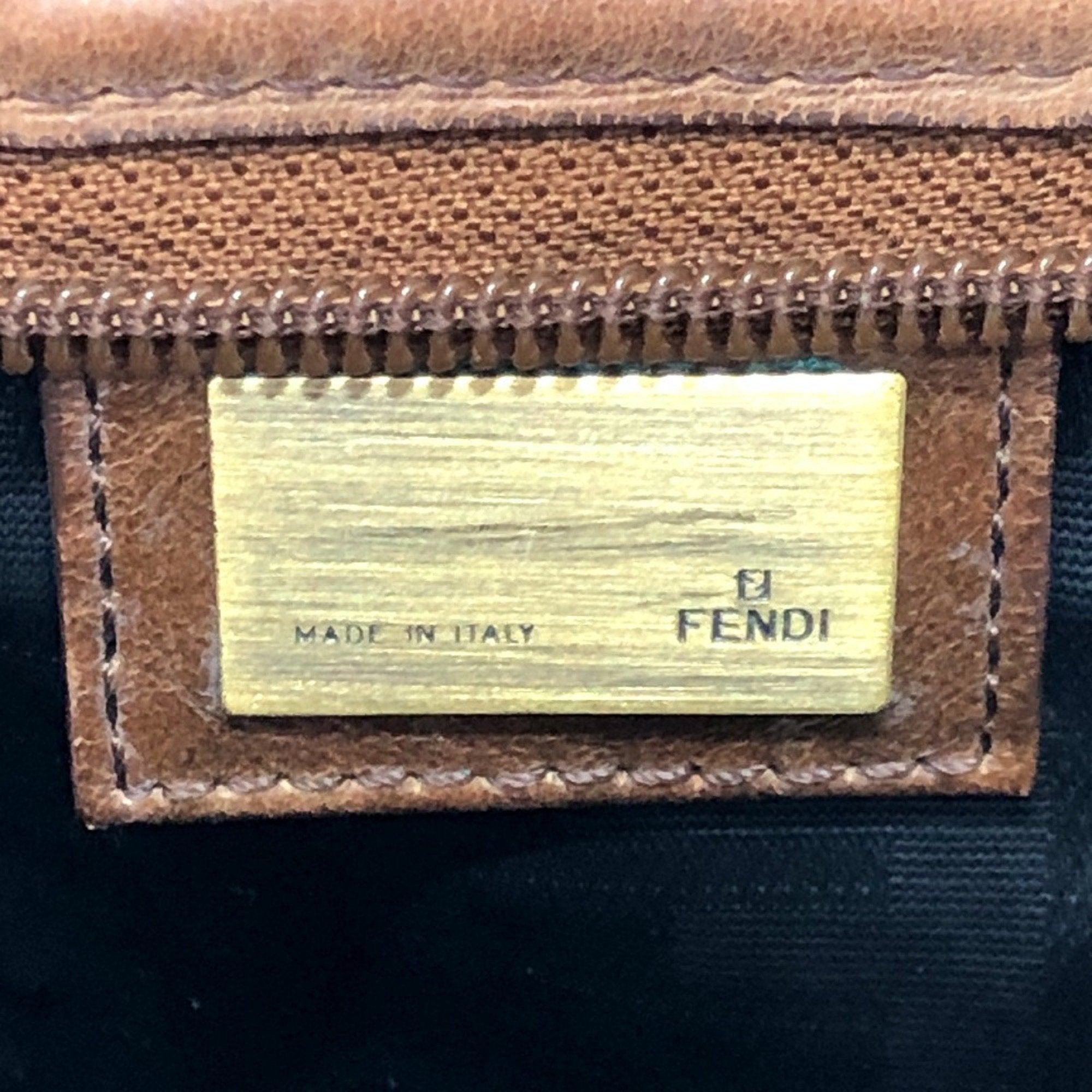 Fendi Zucca Black Brown Canvas Handbag Tote Bag (Pre-Owned)