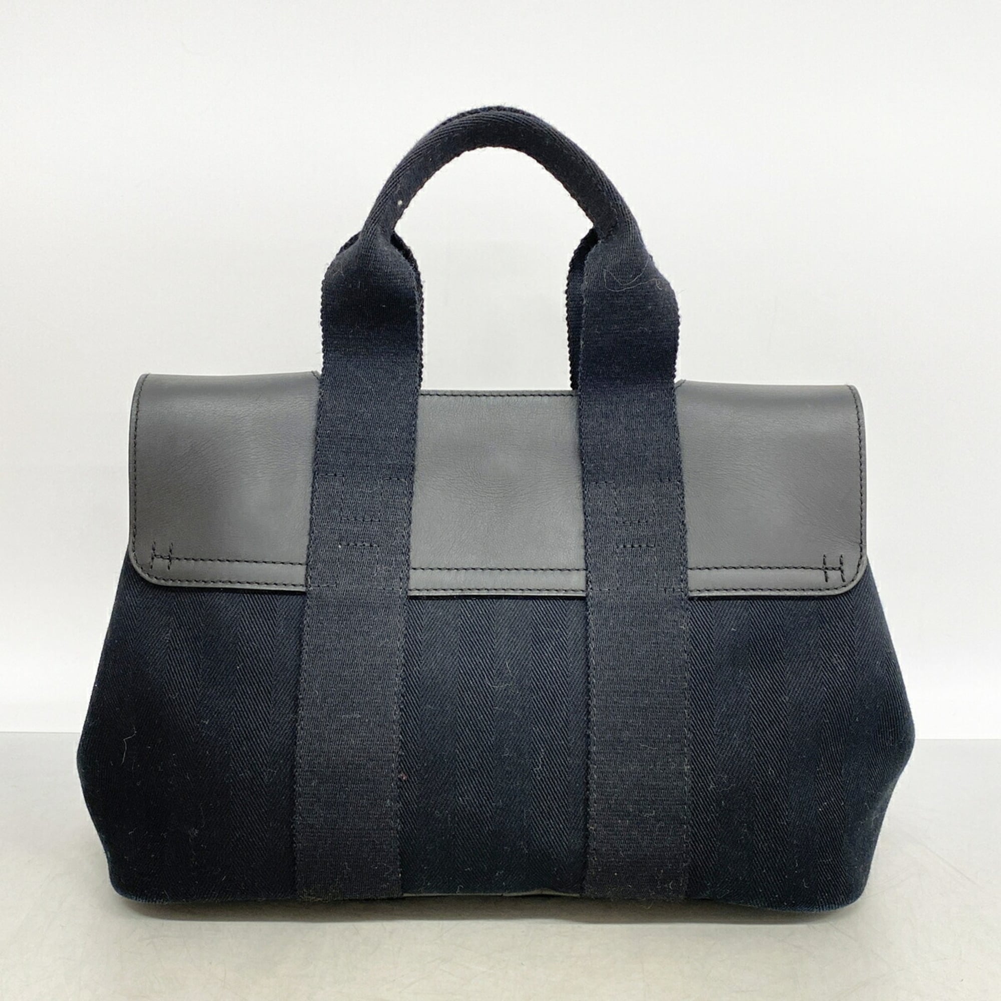 Hermes Black Toile Chevron Handbag (Pre-Owned)