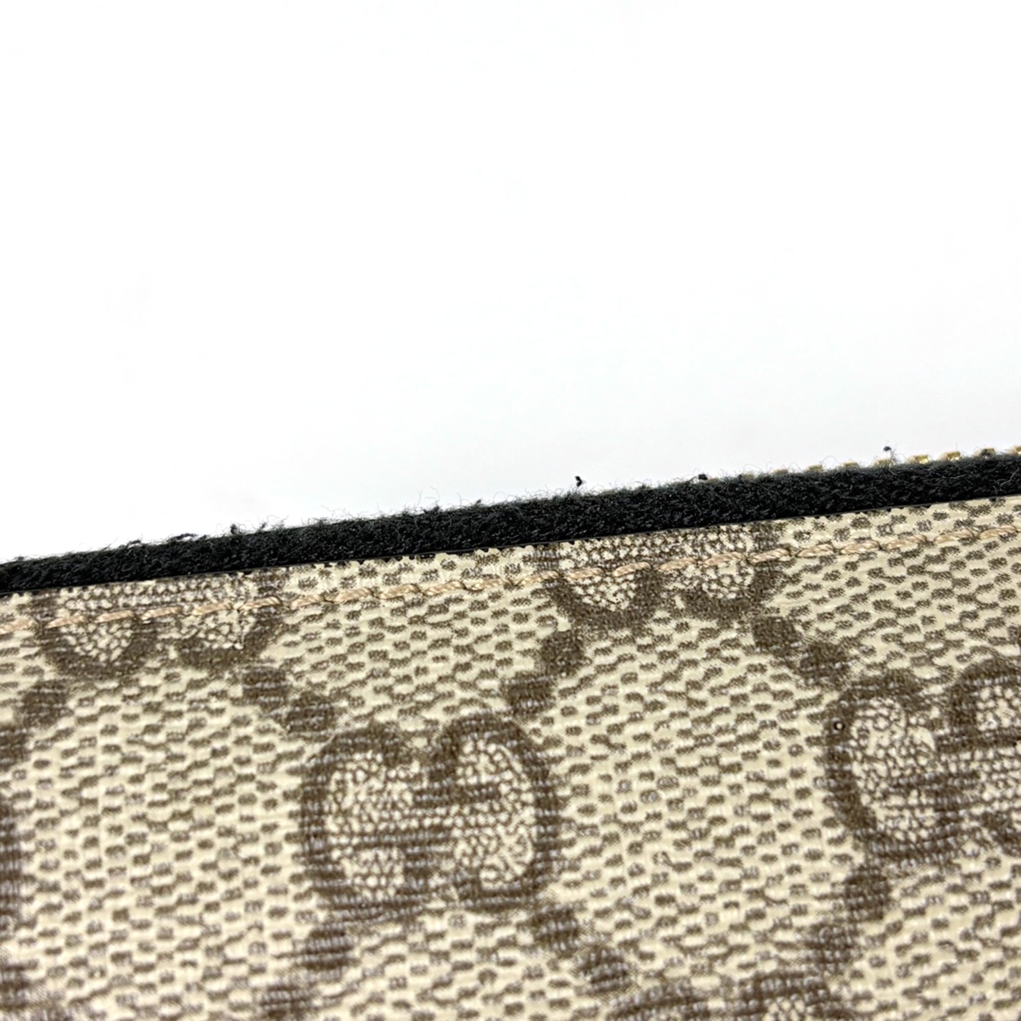 Gucci Beige Black Coated Canvas Leather Long Wallet (Bi-Fold) (Pre-Owned)