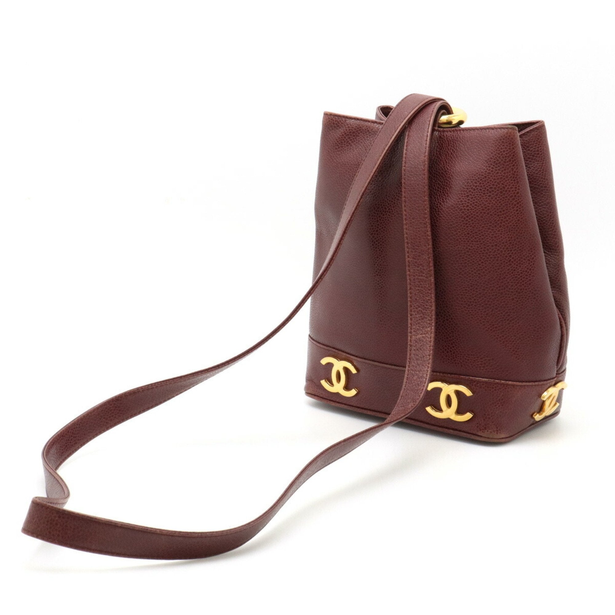 Chanel Bordeaux Caviar Leather Shoulder Bag (Pre-Owned)