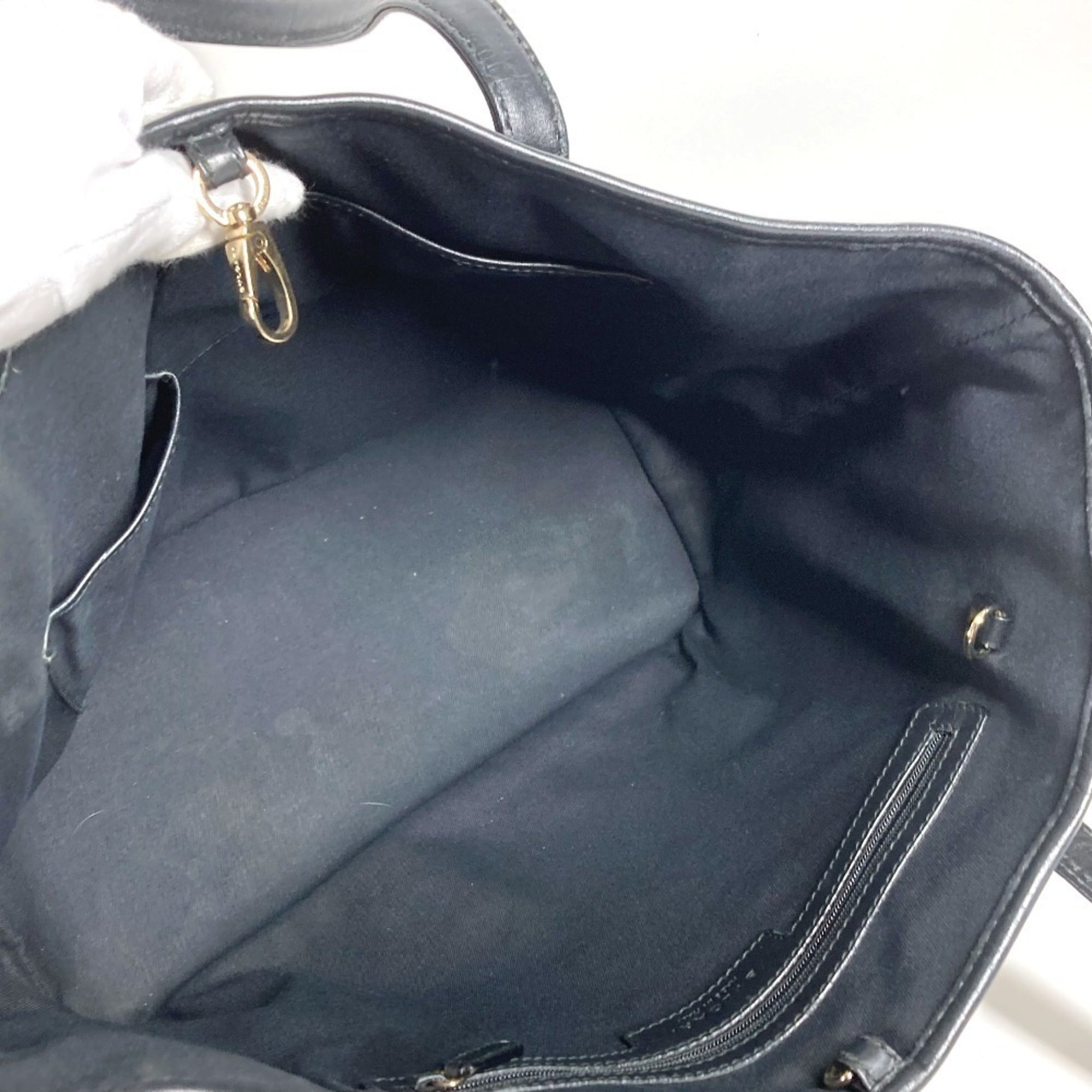 Bvlgari Black Gray Coated Canvas Leather Shoulder Bag Tote Bag (Pre-Owned)