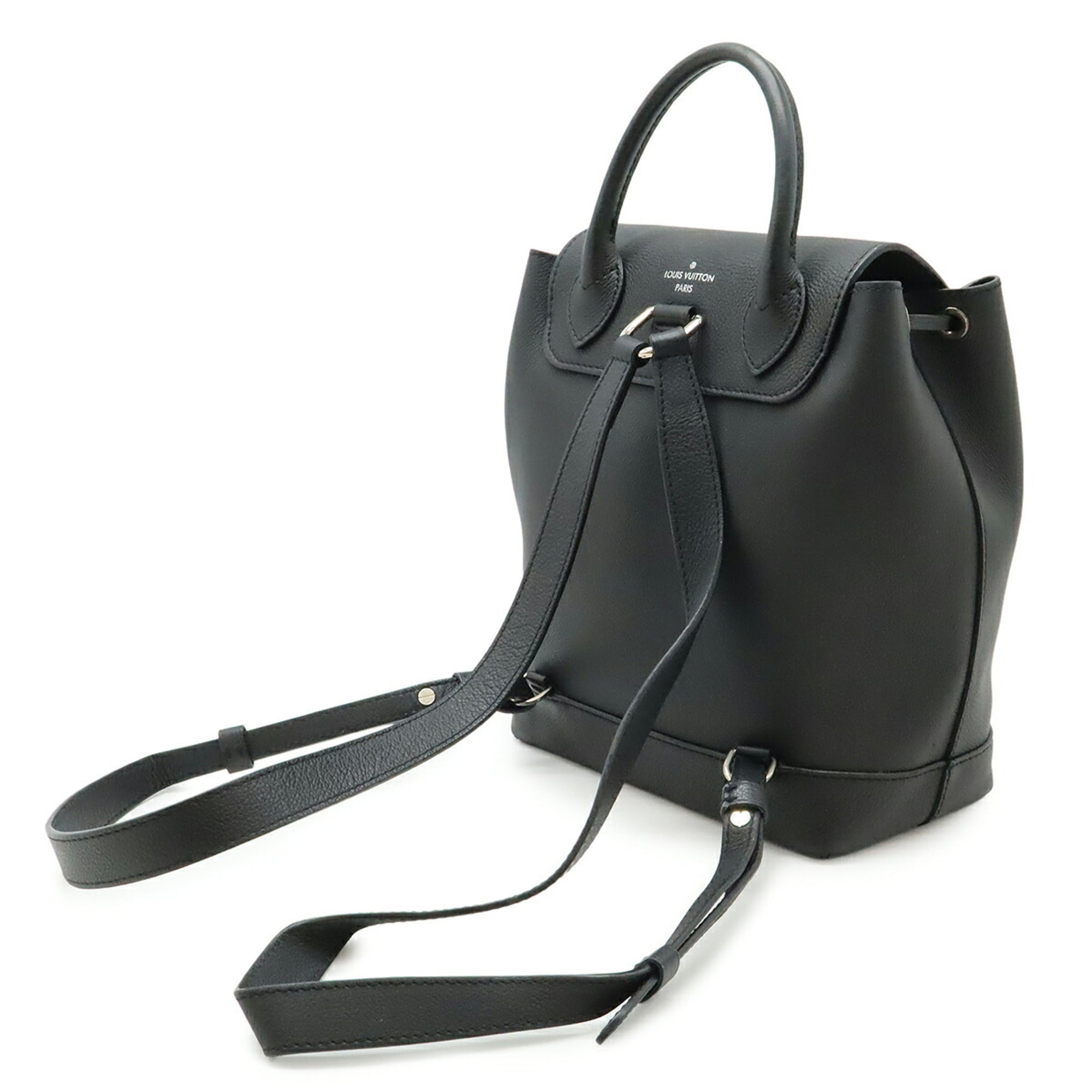 Louis Vuitton Black Noir Leather Backpack (Pre-Owned)