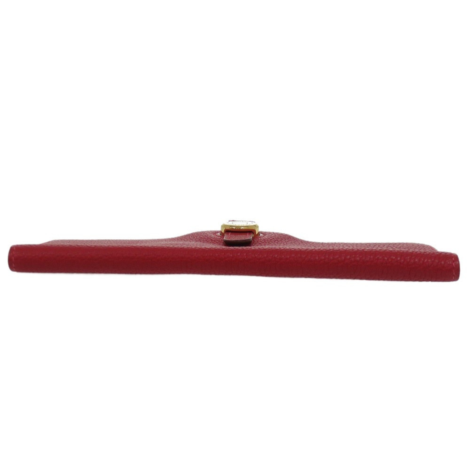Hermes Red Color Togo Leather Long Wallet (Bi-Fold) (Pre-Owned)