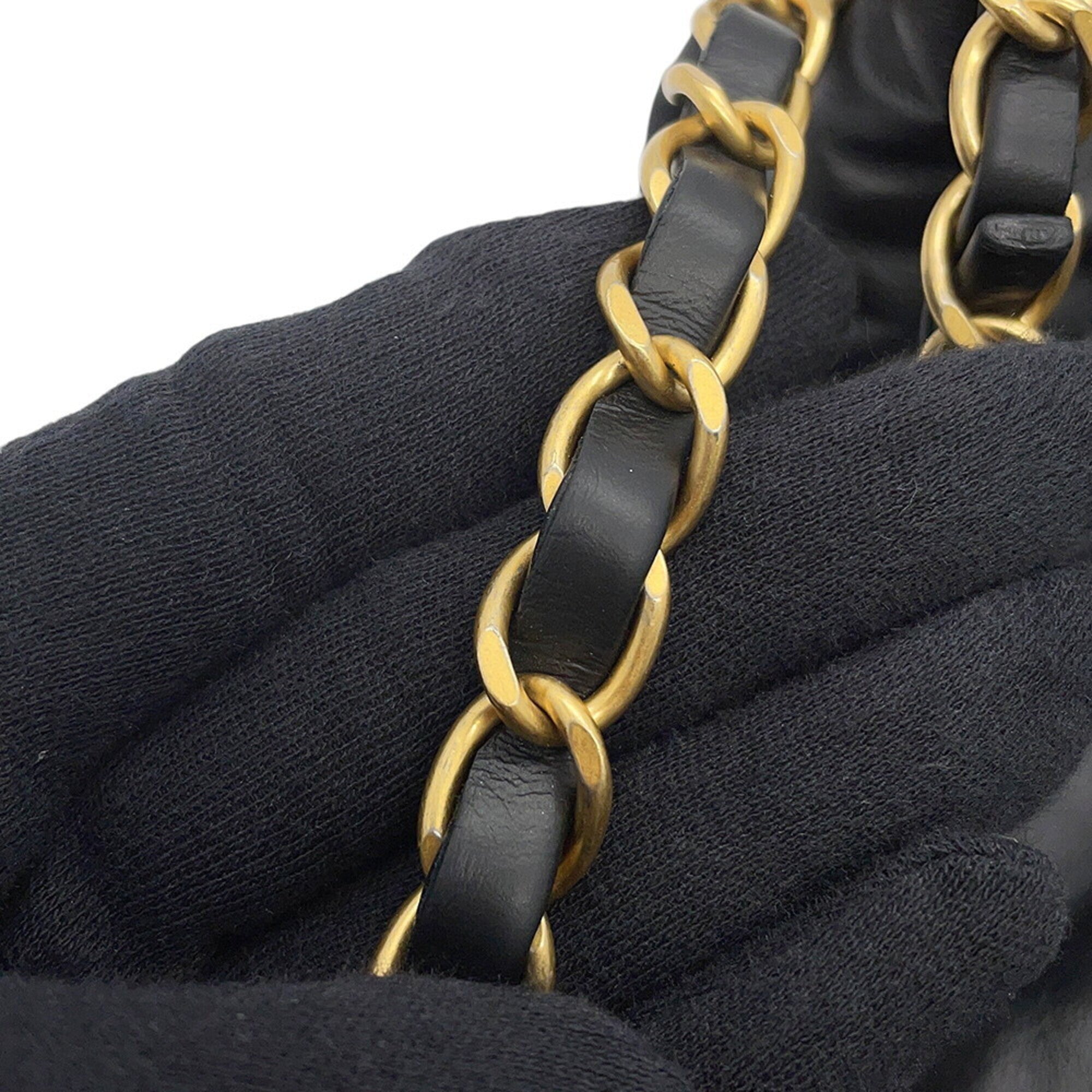 Chanel Black Leather Handbag Pouch Shoulder Bag (Pre-Owned)