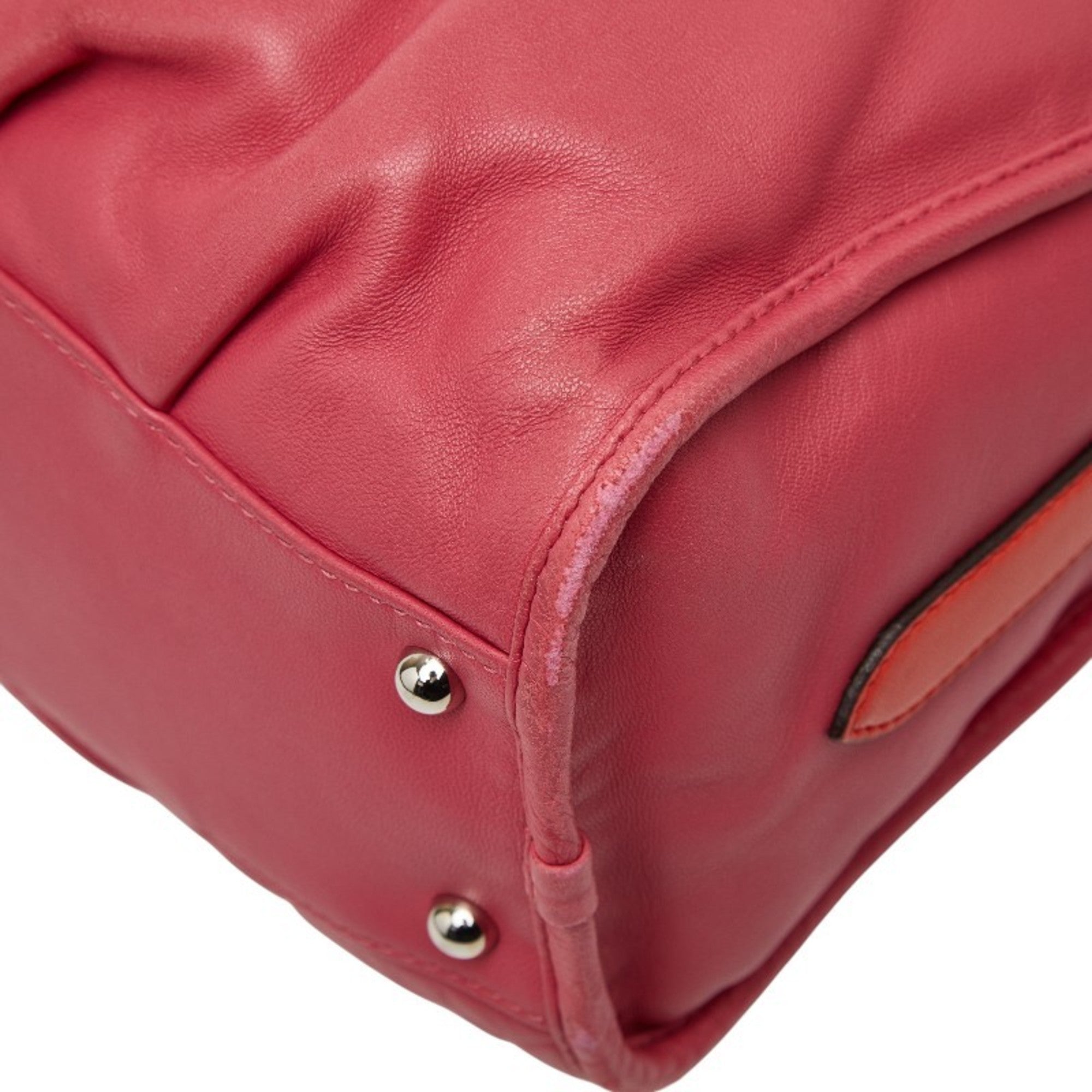 Loewe Pink Red Red Color Leather Handbag Shoulder Bag (Pre-Owned)