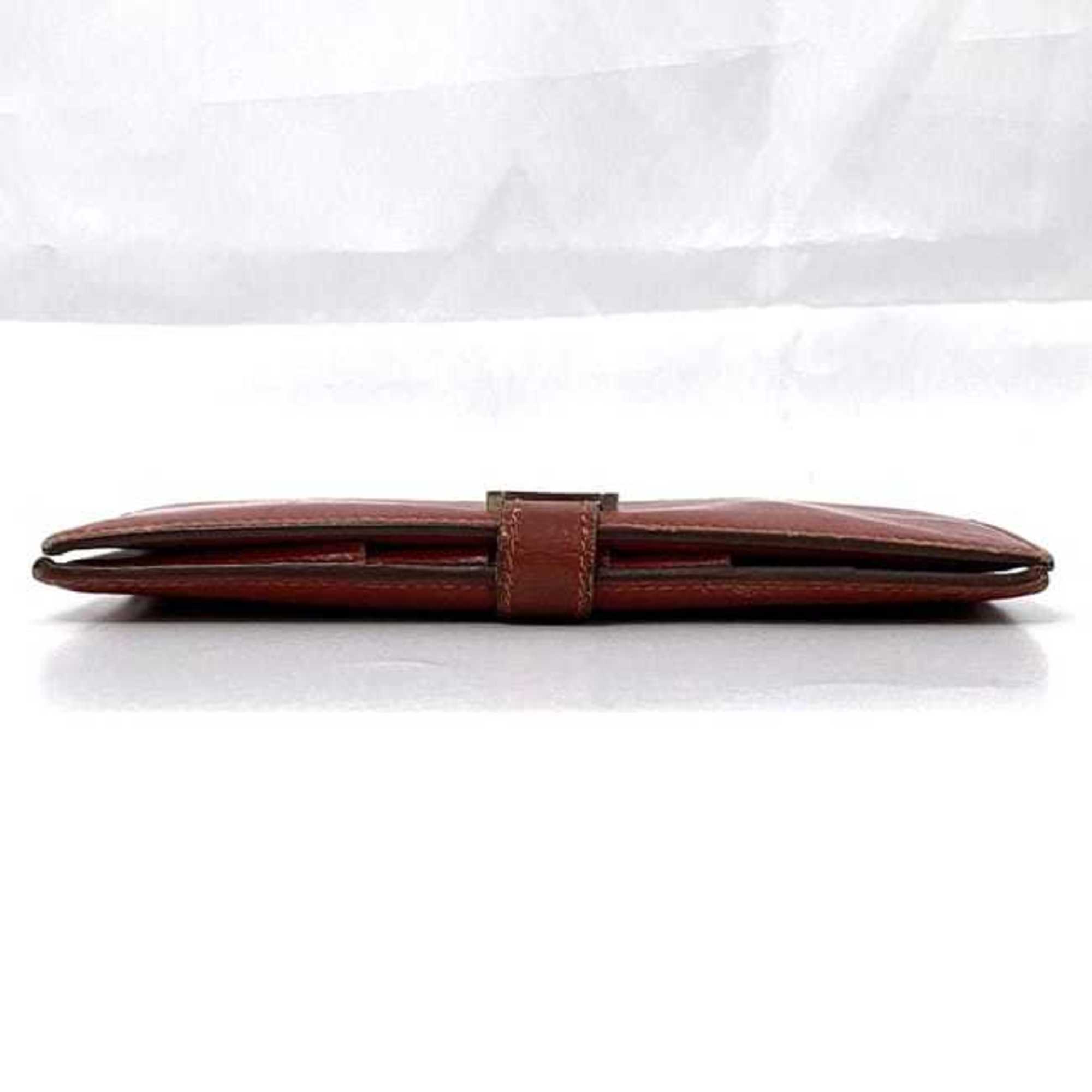 Hermes Red Color Leather Long Wallet (Bi-Fold) (Pre-Owned)