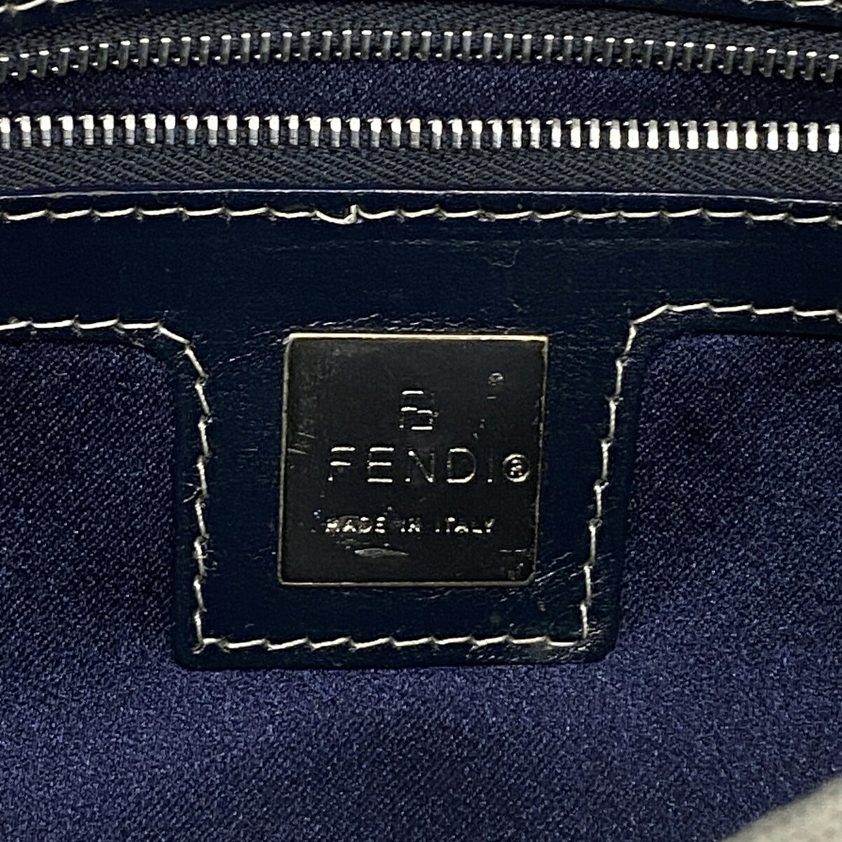 Fendi Navy Nylon Canvas Handbag (Pre-Owned)
