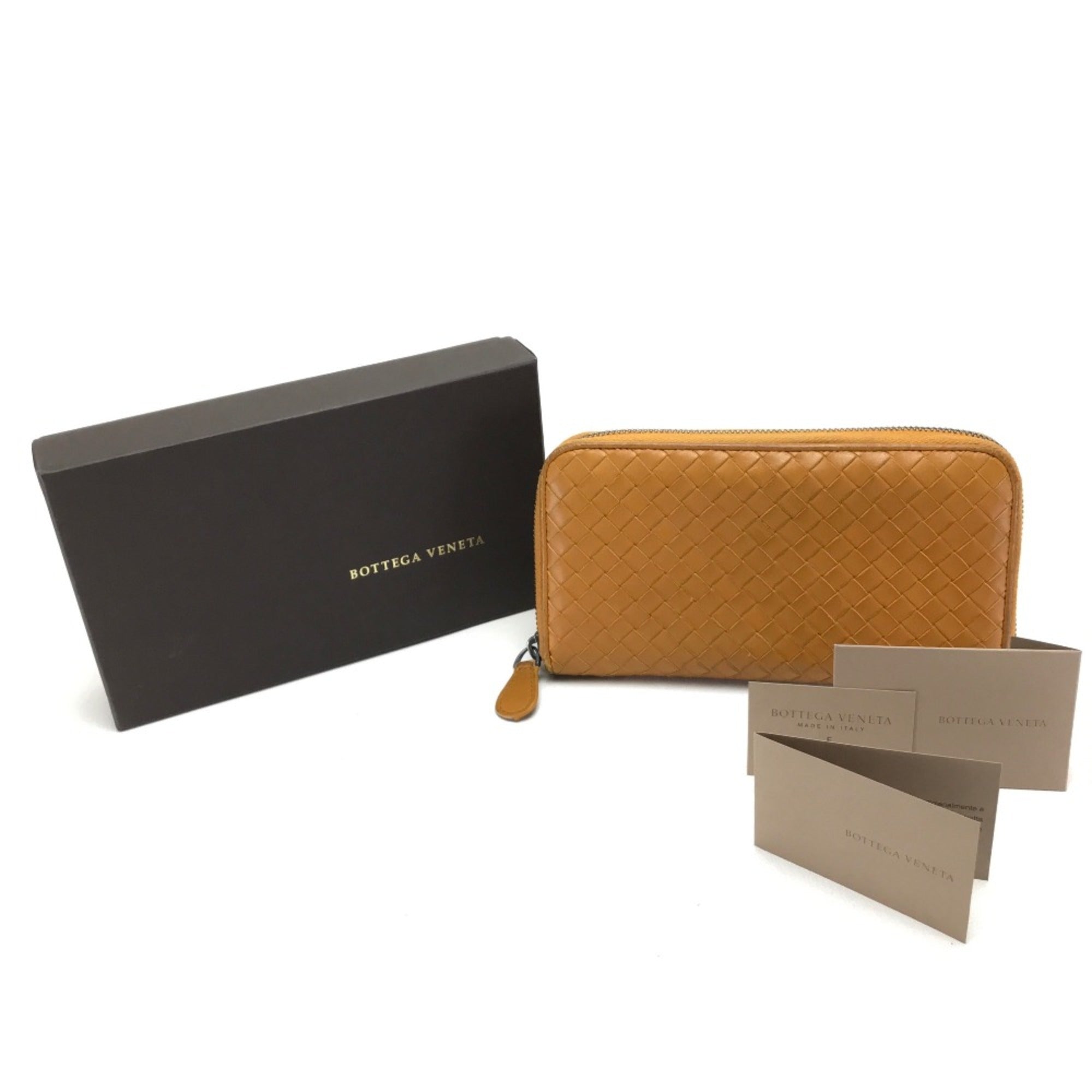Bottega Veneta Orange Leather Long Wallet (Bi-Fold) (Pre-Owned)