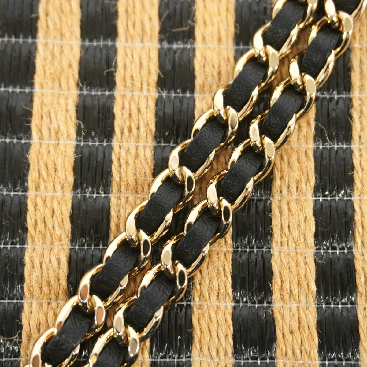 Chanel Beige Black Raffia Vanity Bag (Pre-Owned)